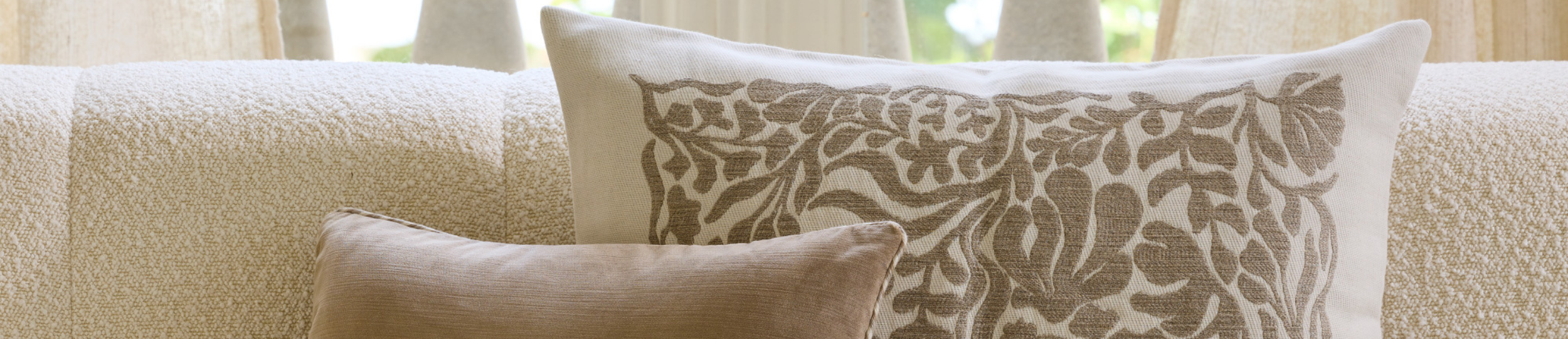 Housse de coussin SILENE ivoire et taupe