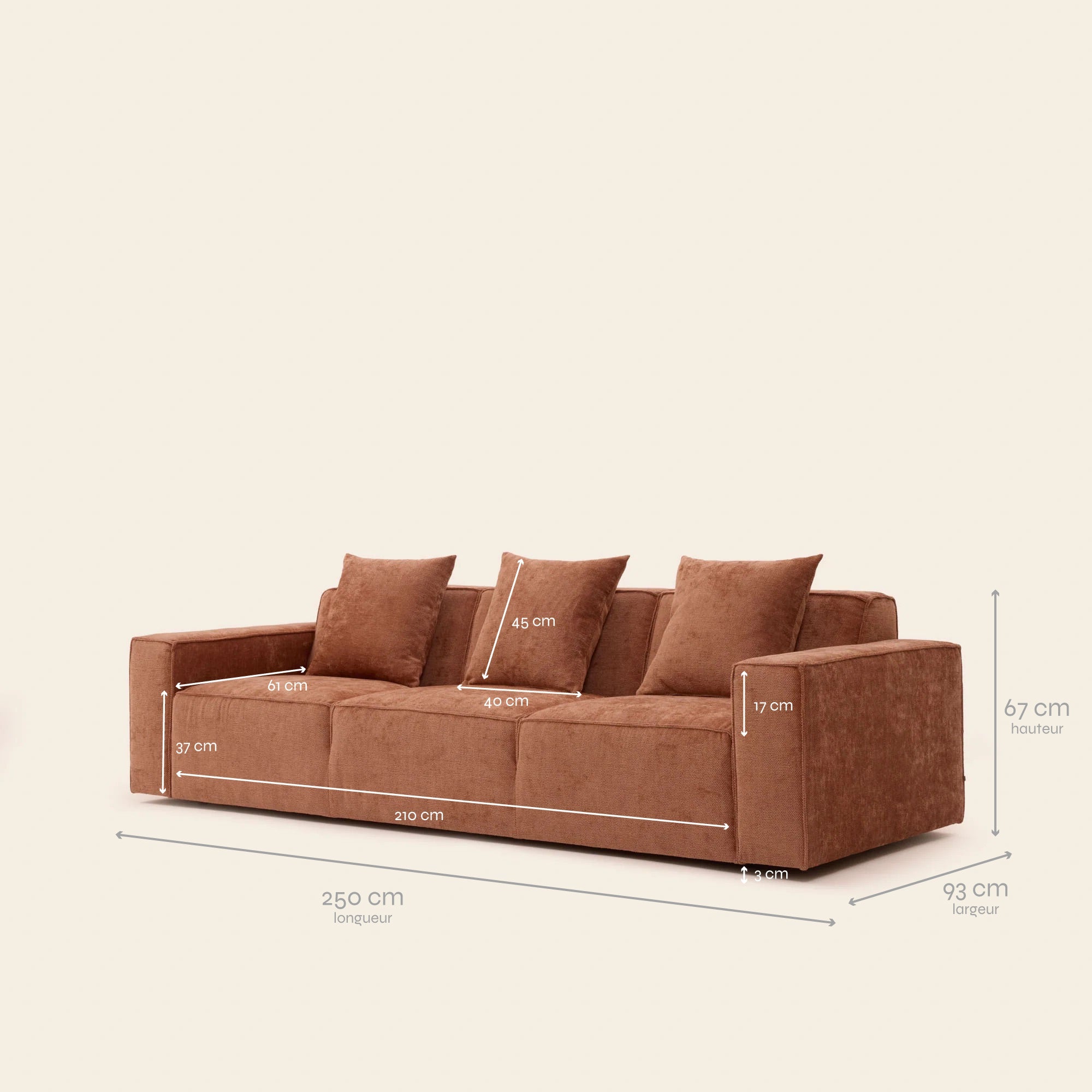 3-Sitzer-Sofa DYONIS Marlon Orange Sunset
