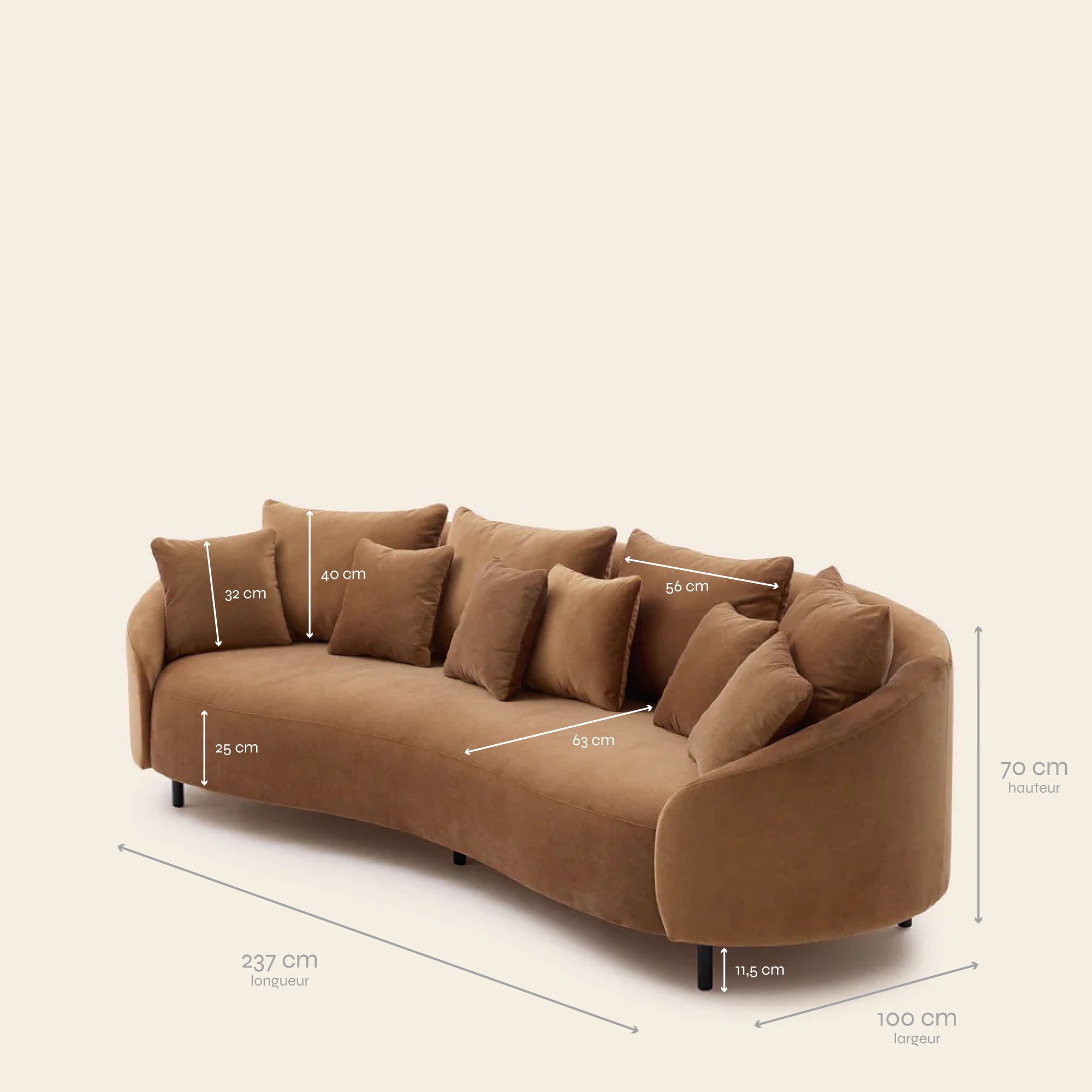 3-Sitzer-Sofa JULIKA Opal Karamell