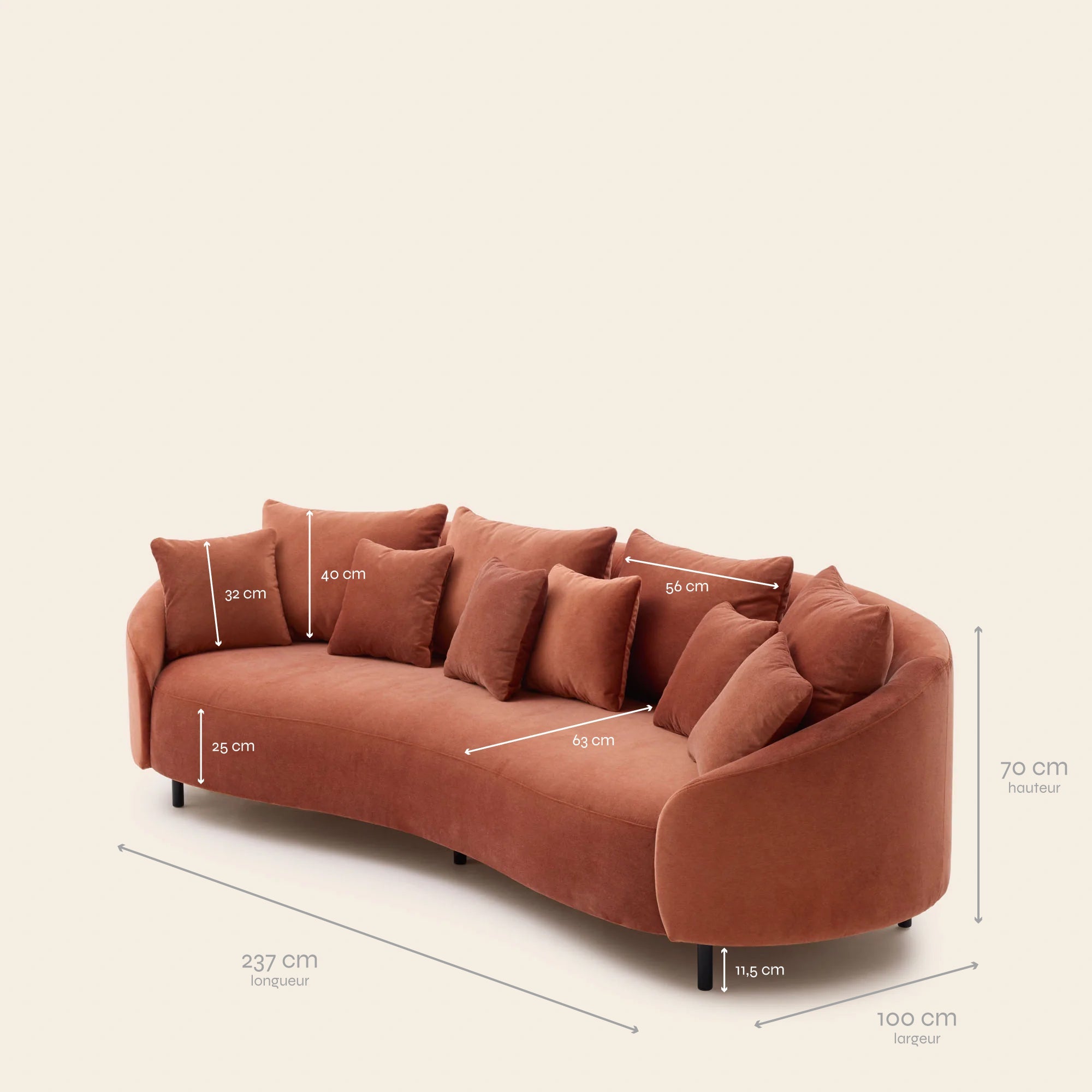 3-Sitzer-Sofa JULIKA opal orange koralle