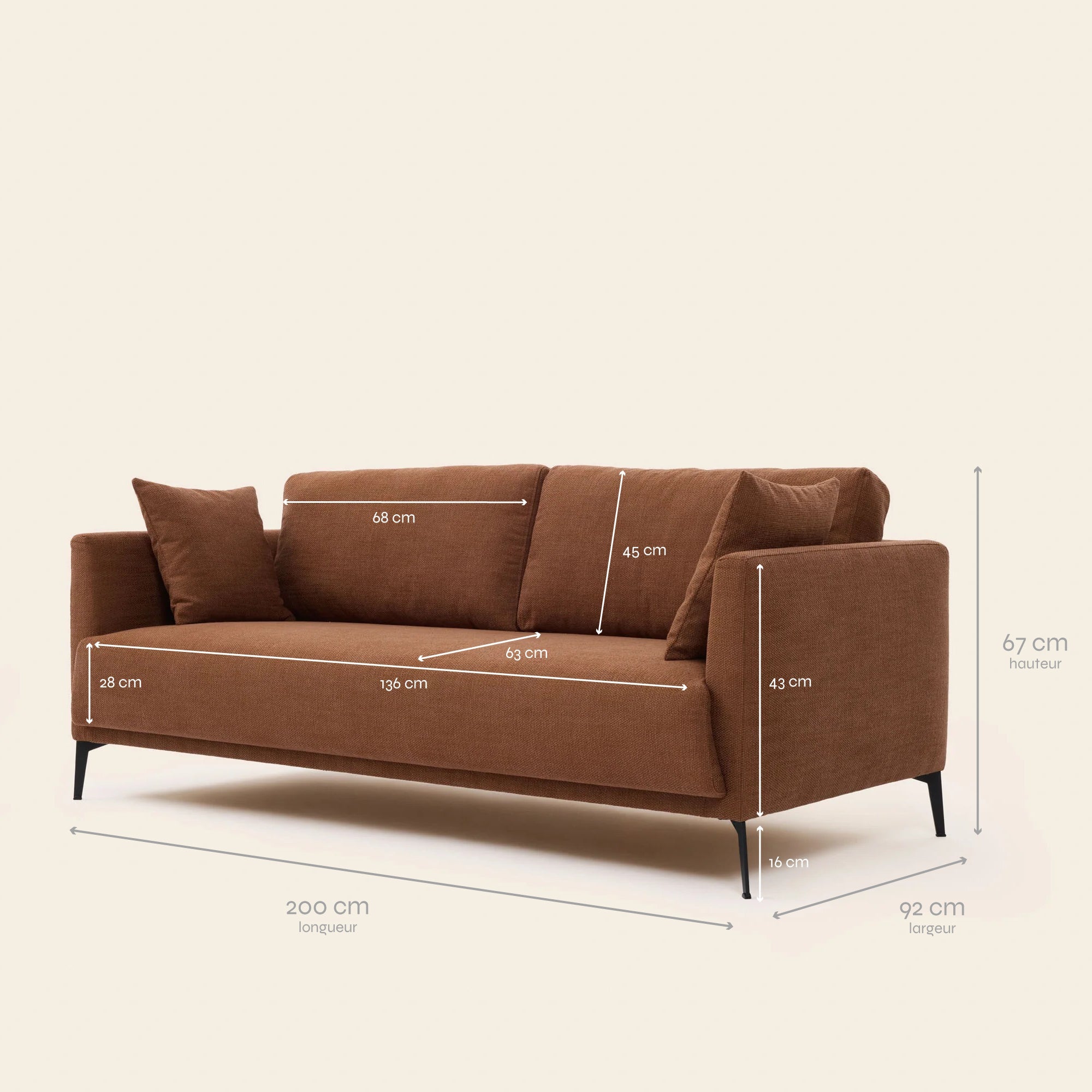 3-Sitzer-Sofa ODELLE sennarot