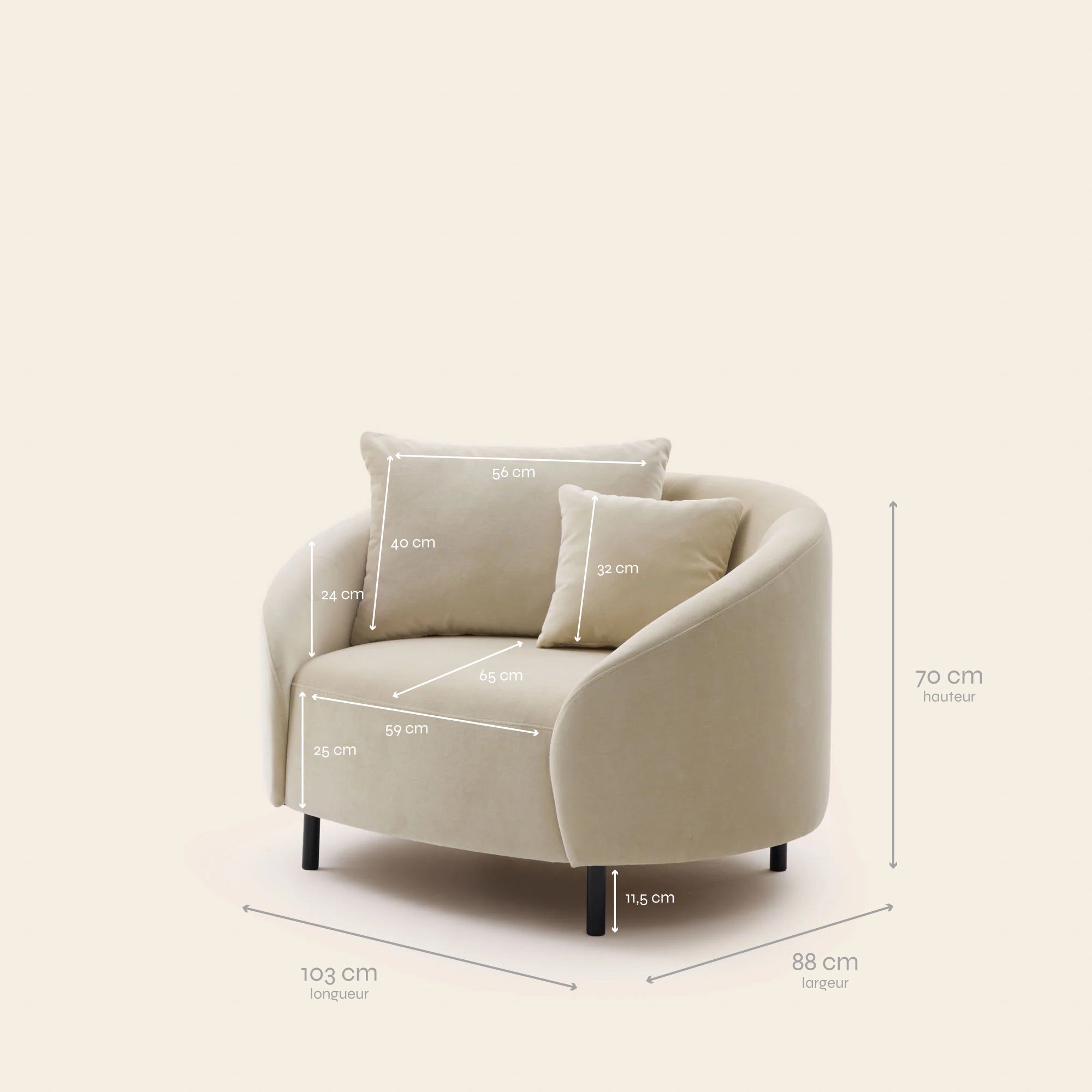 JULIKA fauteuil opaal zacht zand