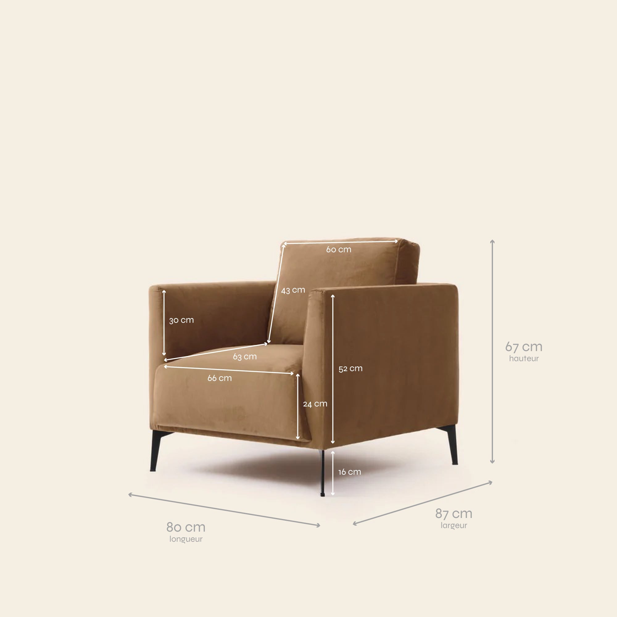 ODELLE dalila fauteuil camel goud