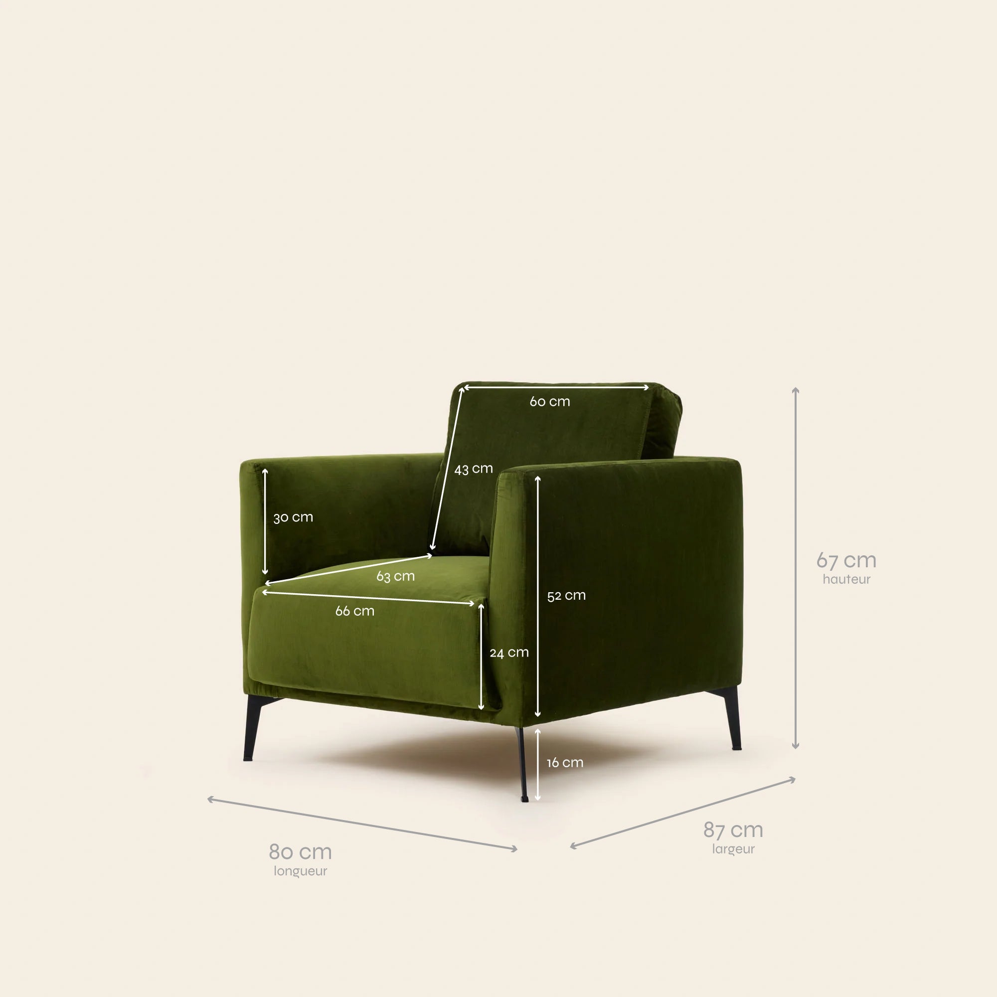 ODELLE poltrona dalila verde oliva