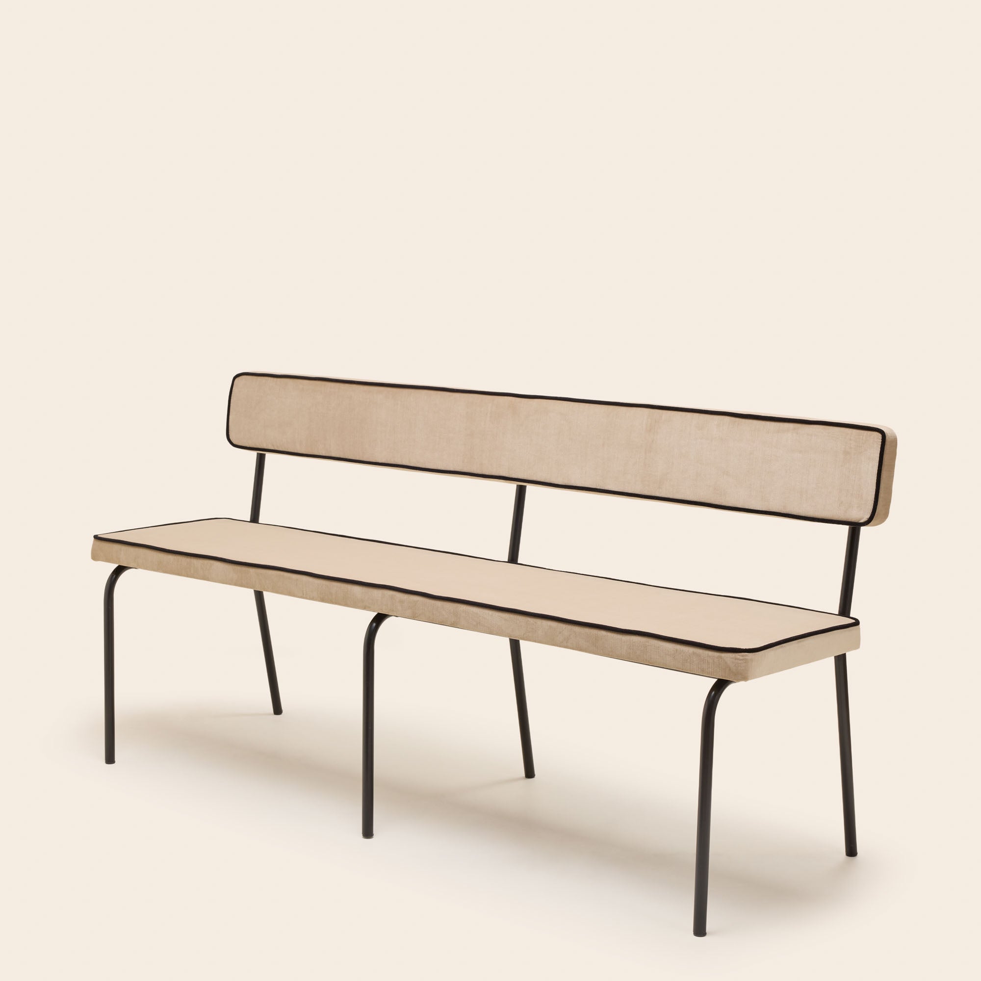 YSABEAU bench chic beige velvet with piping