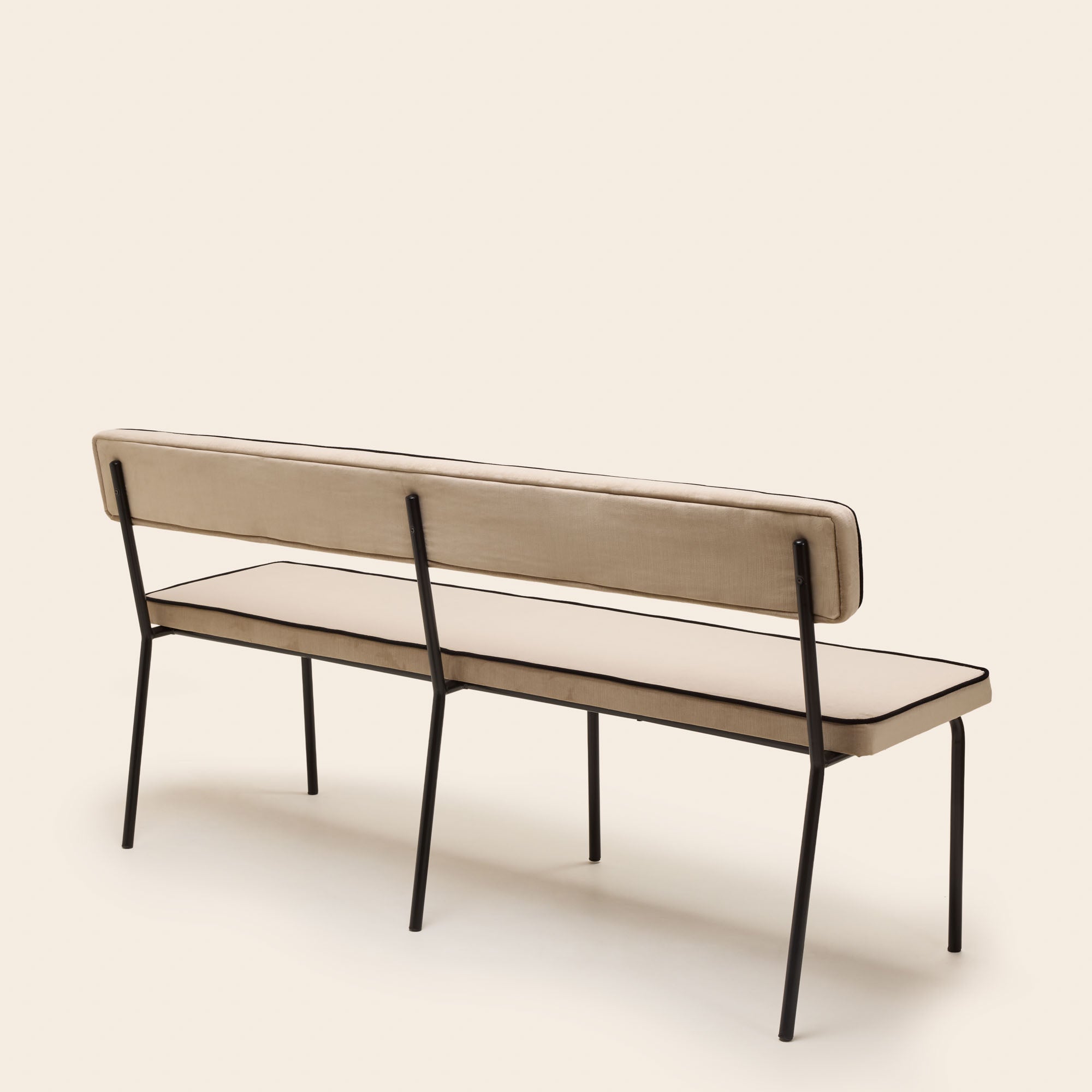 YSABEAU bench chic beige velvet with piping
