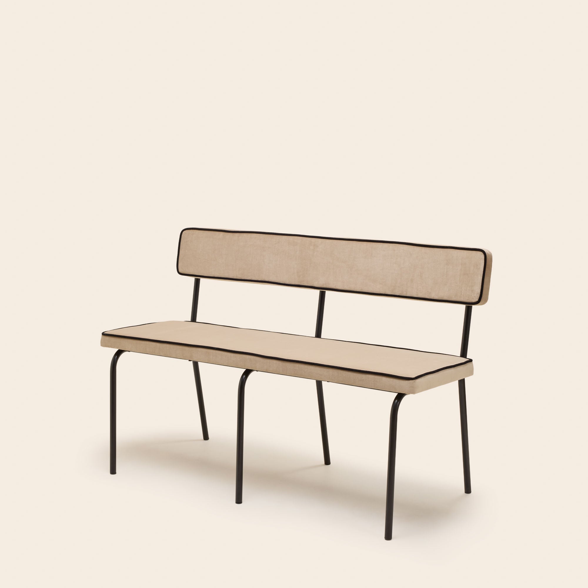 YSABEAU bench chic beige velvet with piping
