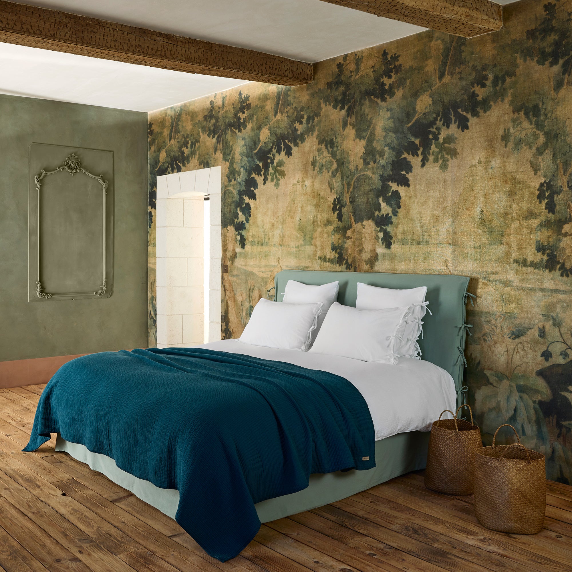 Cache sommier SATHEENE vert eucalyptus