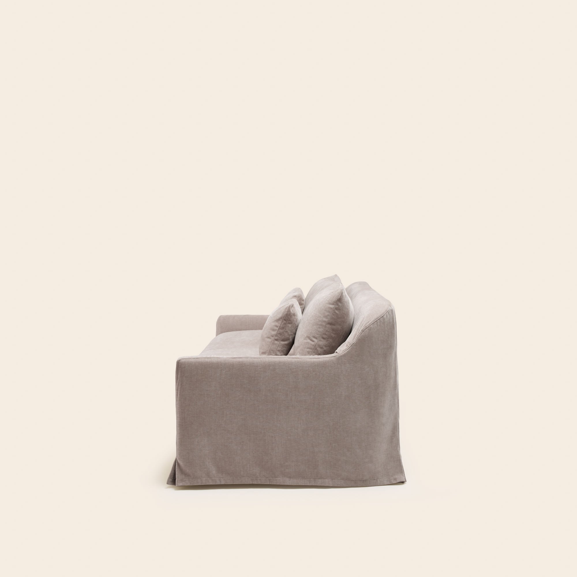 CLARIBEL 2,5-Sitzer-Sofa aus Chenille, taupefarben glasiert