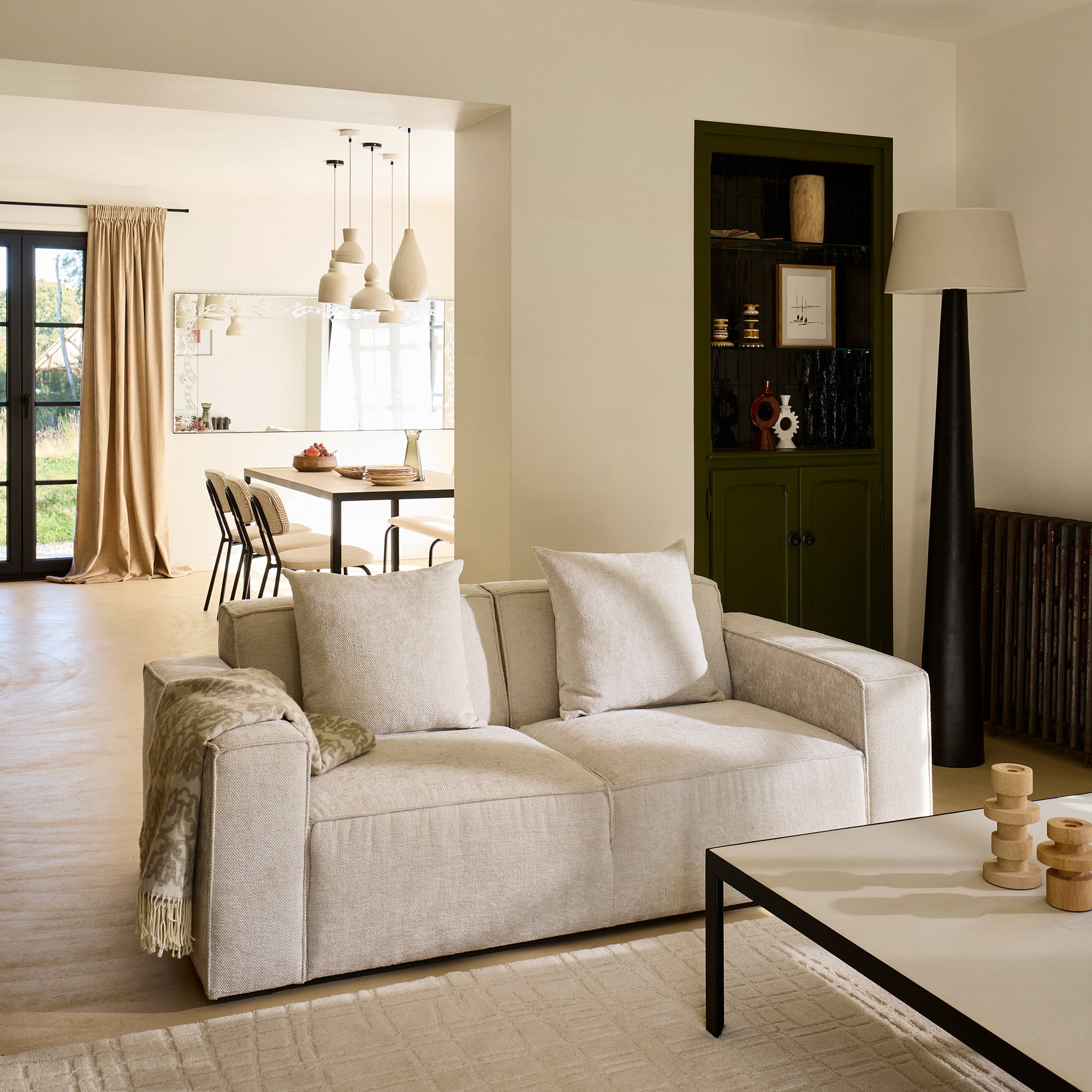 DYONIS ivoorkleurige chenille 2-zitsbank