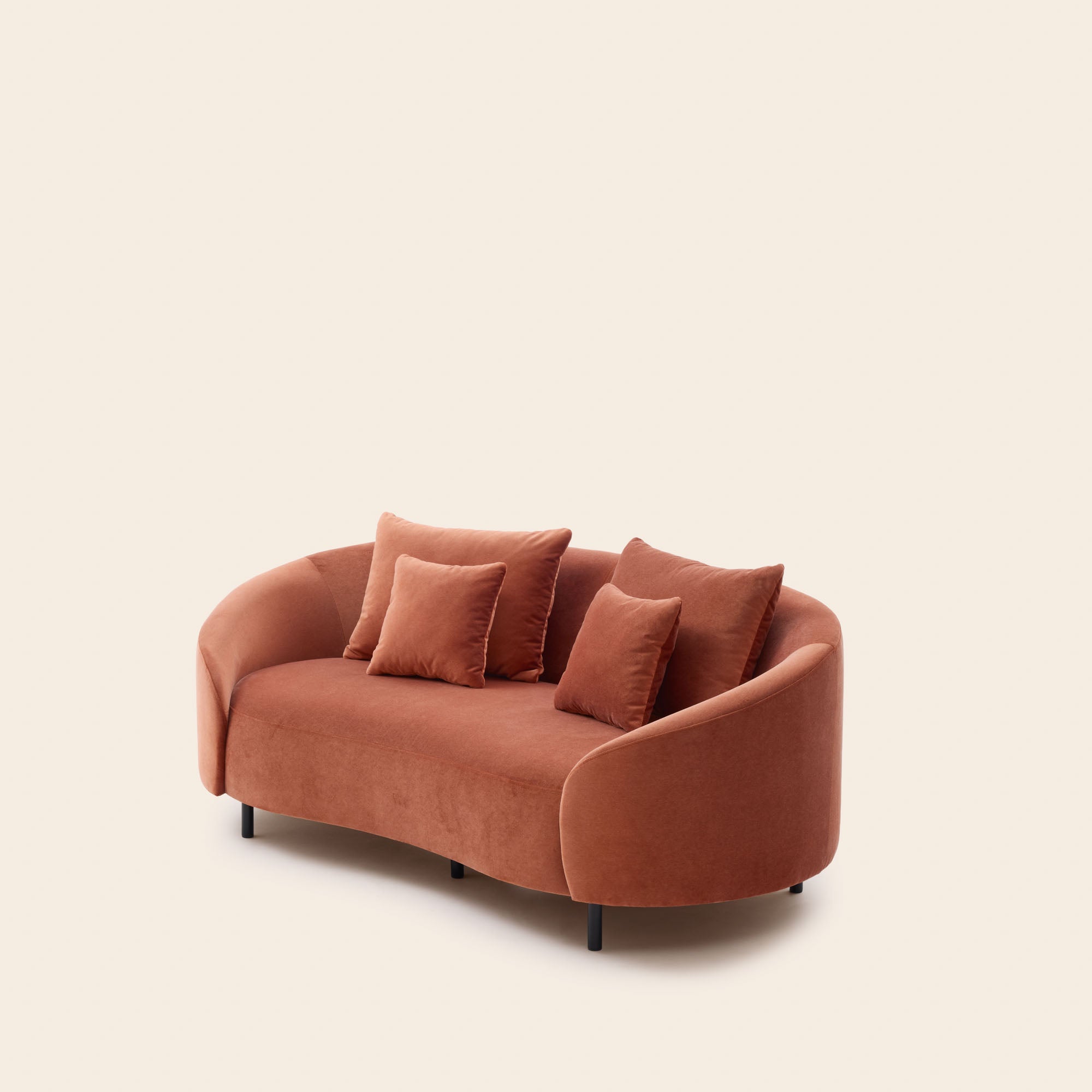 JULIKA 2-Sitzer-Sofa aus korallenorangem Samt