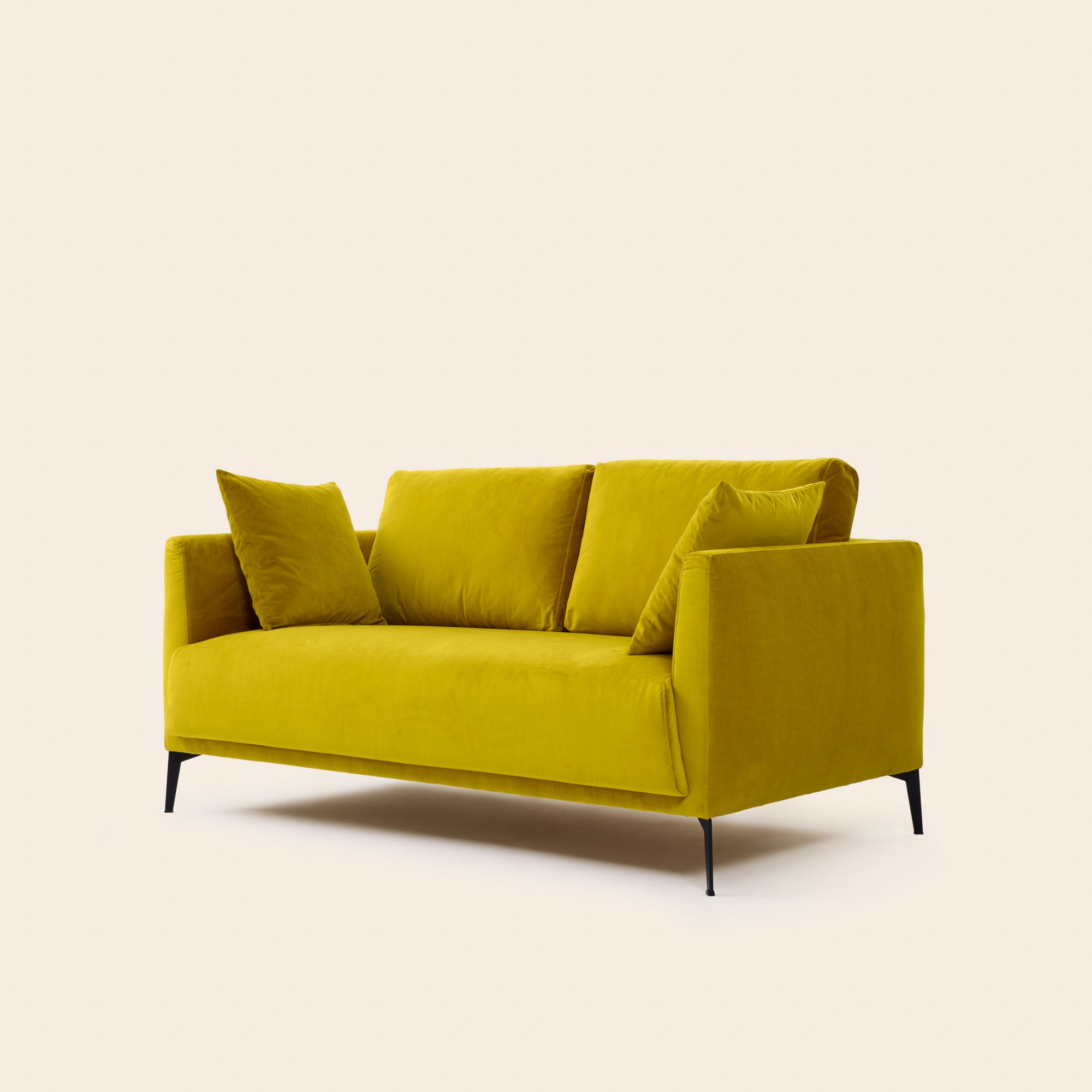 Divano 2 posti ODELLE velluto giallo zolfo