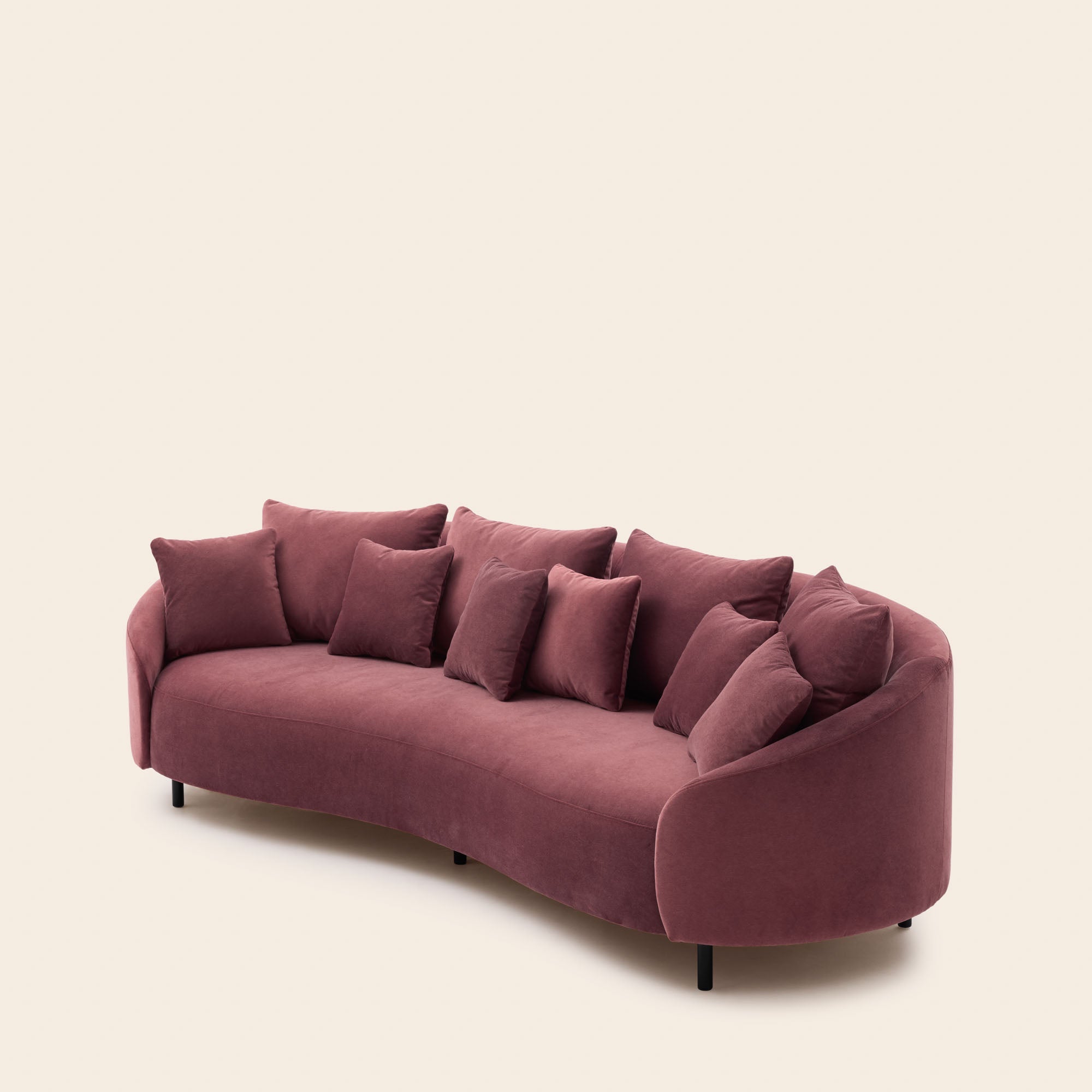 3-Sitzer-Sofa JULIKA aus weichem Aubergine-Samt
