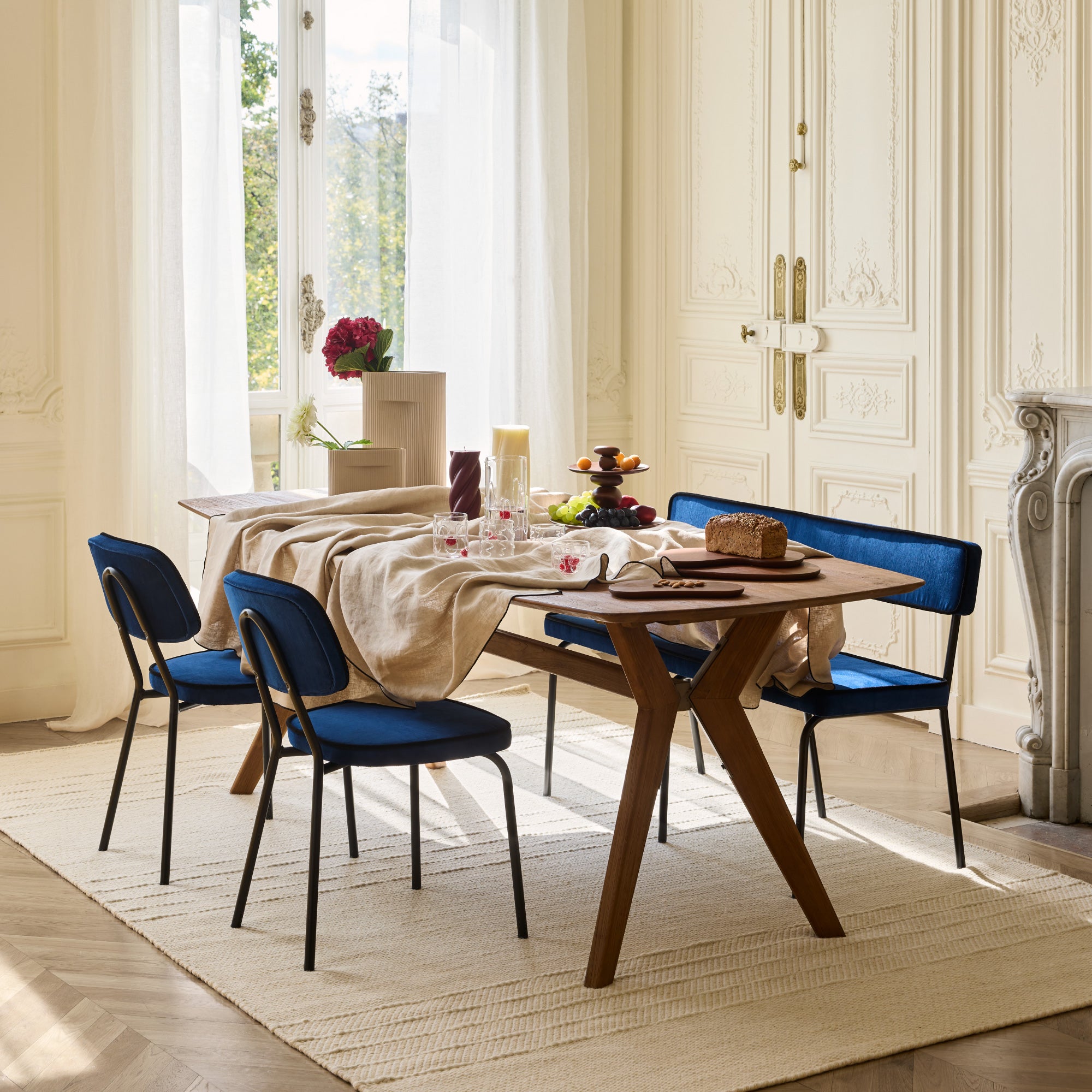 Chaise YSABEAU dalila bleu nuit et noir