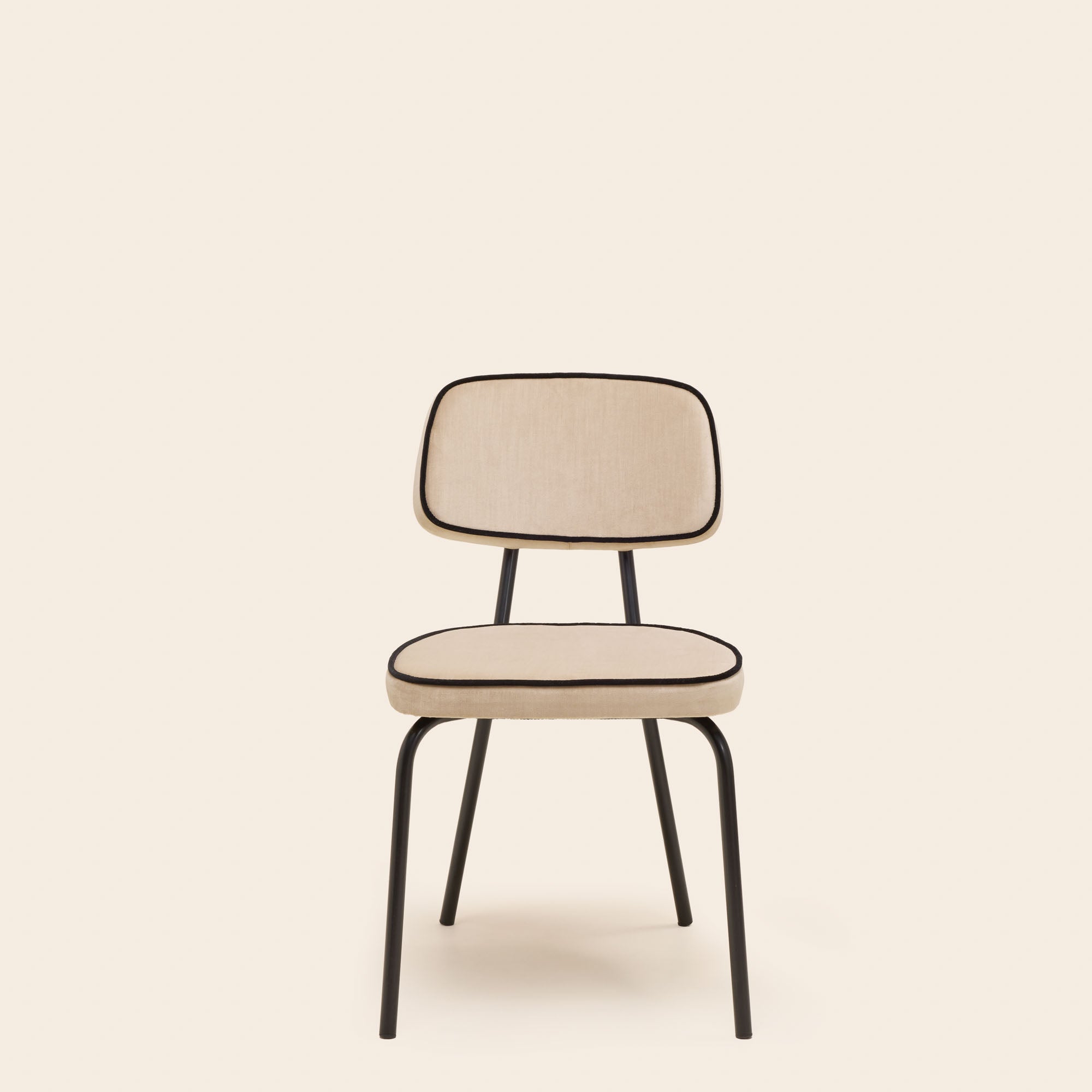 YSABEAU chic beige velvet chair with piping