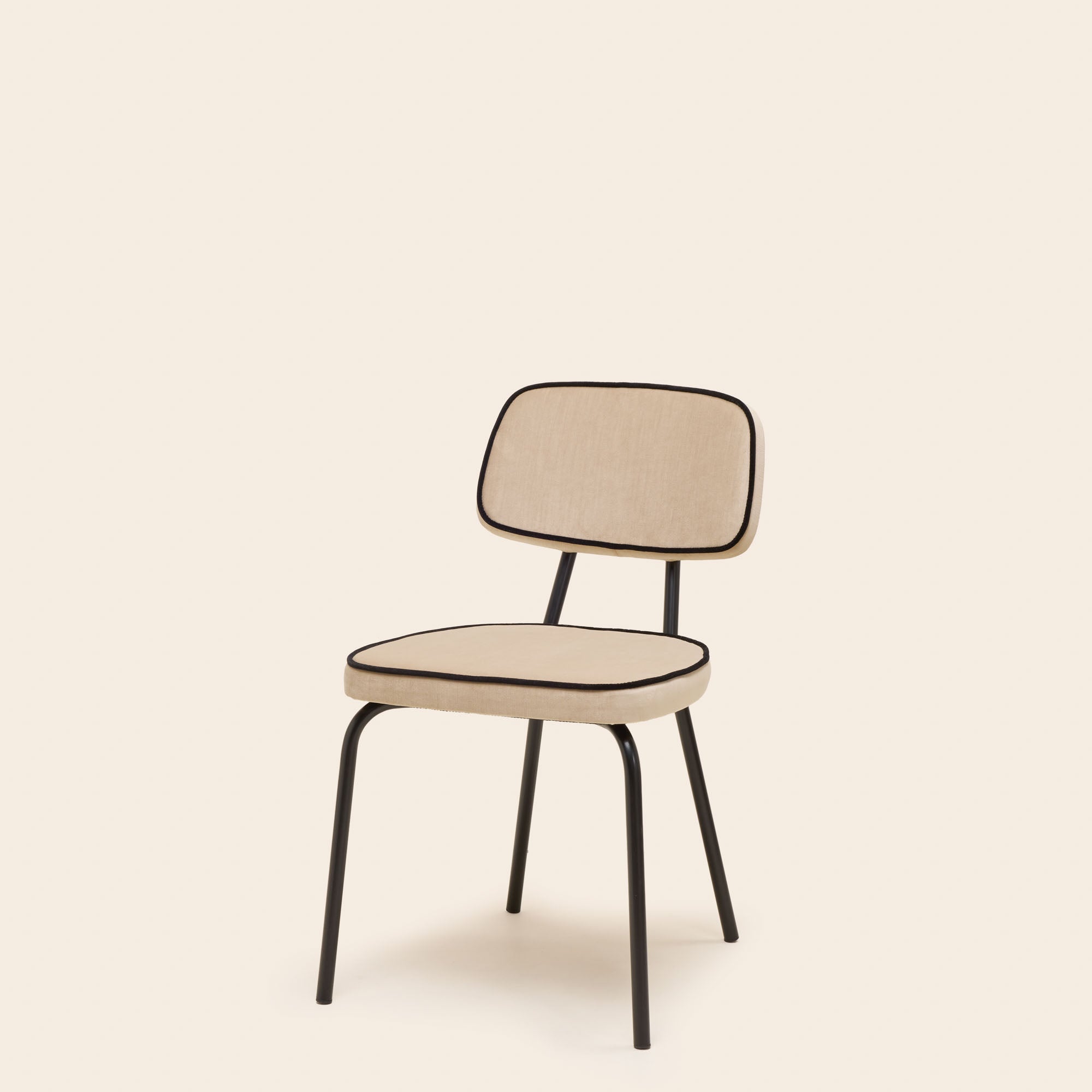 YSABEAU chic beige velvet chair with piping