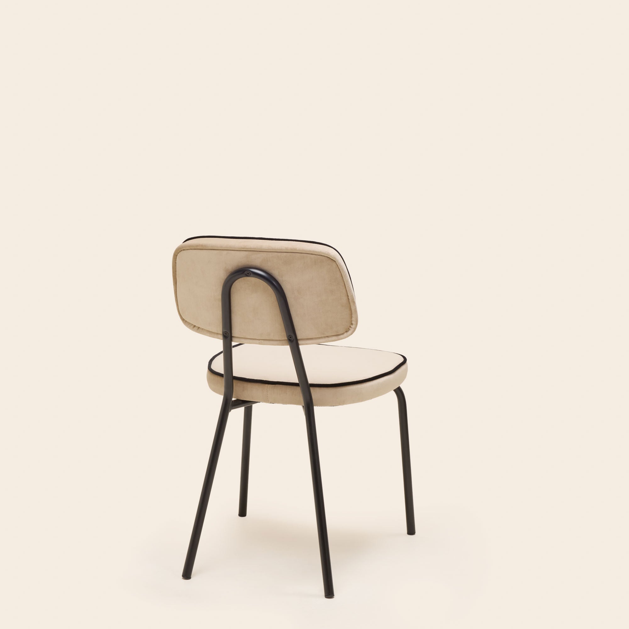 YSABEAU chic beige velvet chair with piping