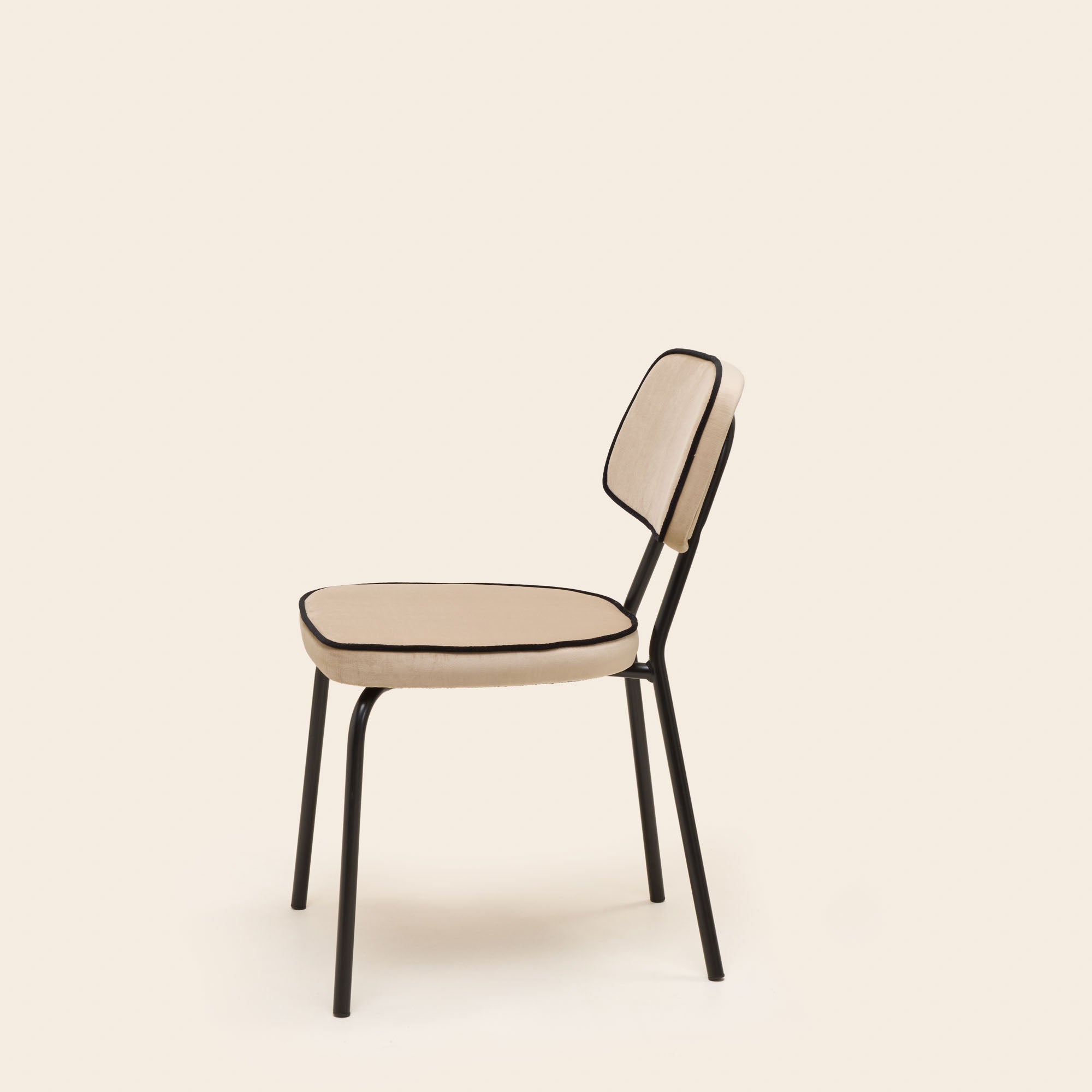 YSABEAU chic beige velvet chair with piping