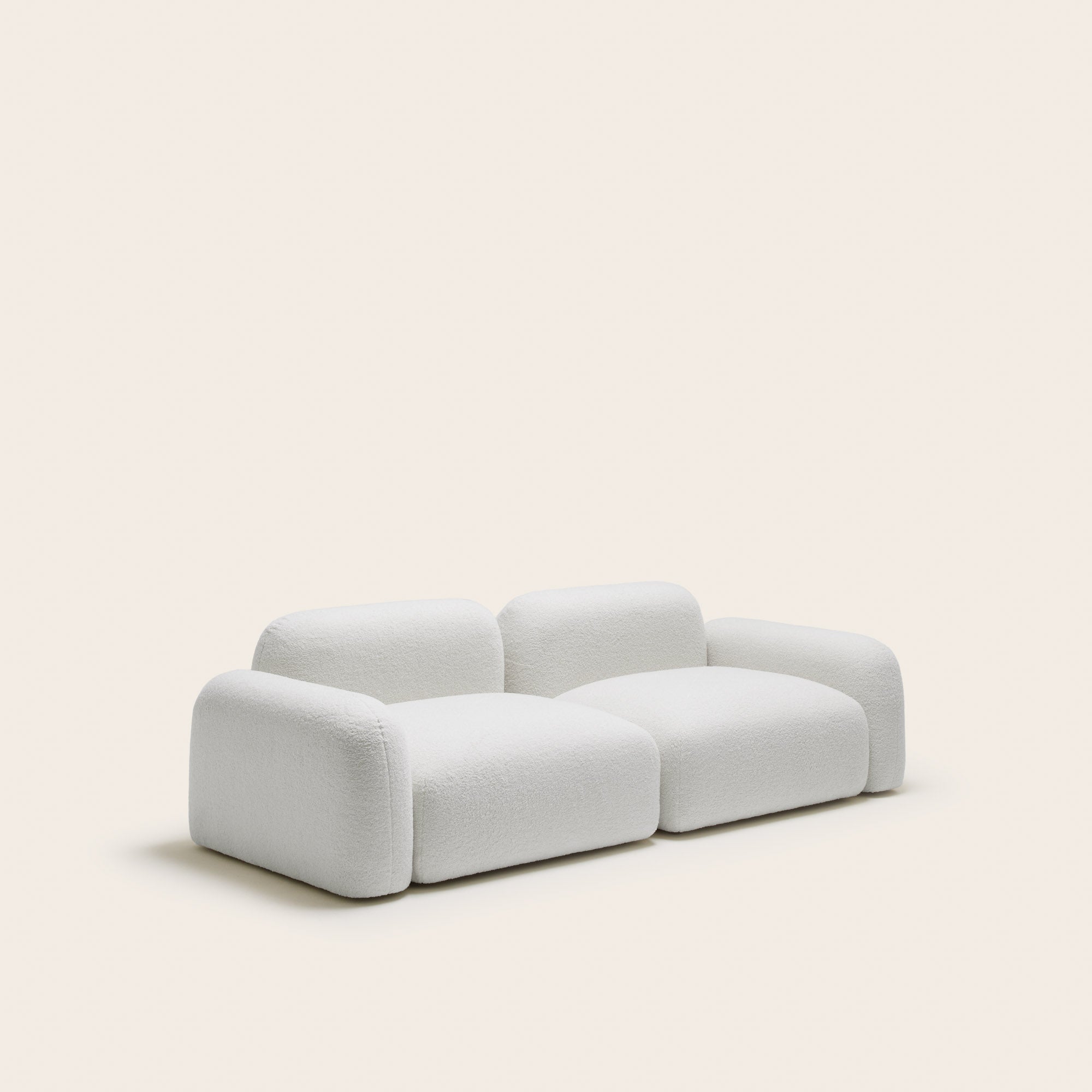 Chauffeuse modulable accoudoir bas D ISILD bouclette ivoire