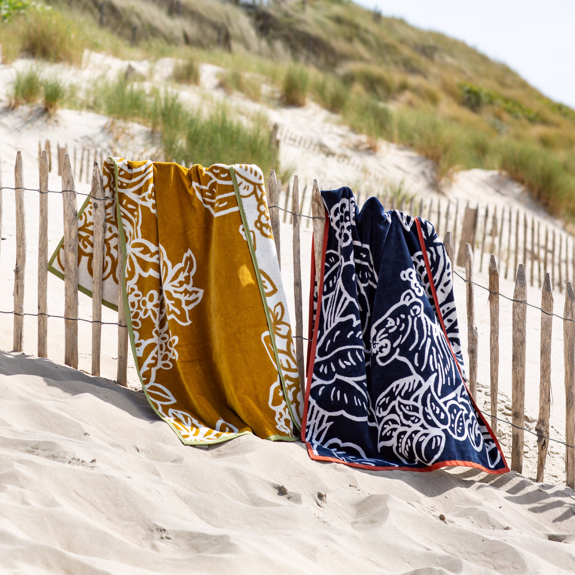 Drap de plage TIGRIS marine et ivoire