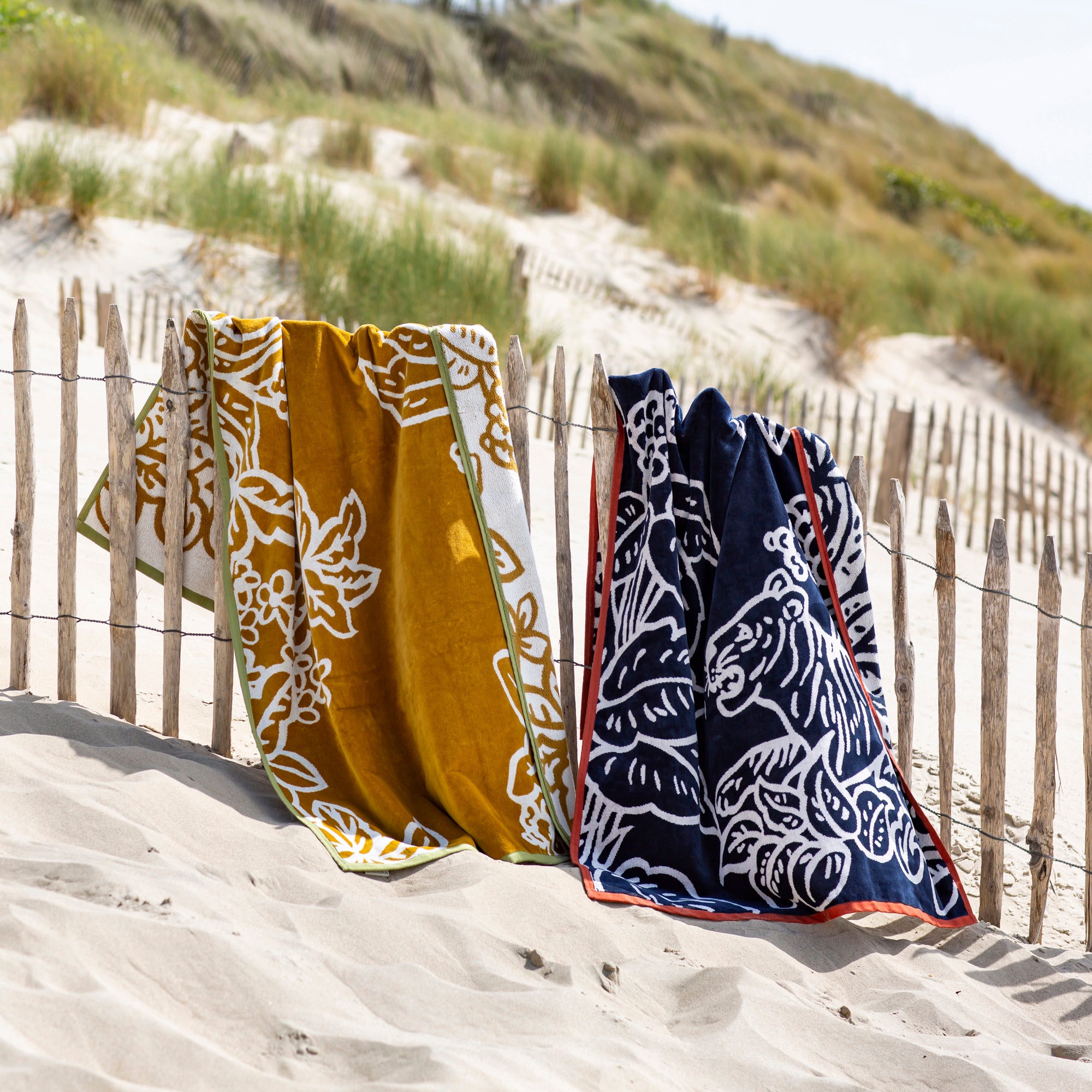 Drap de plage TIGRIS jaune et ivoire
