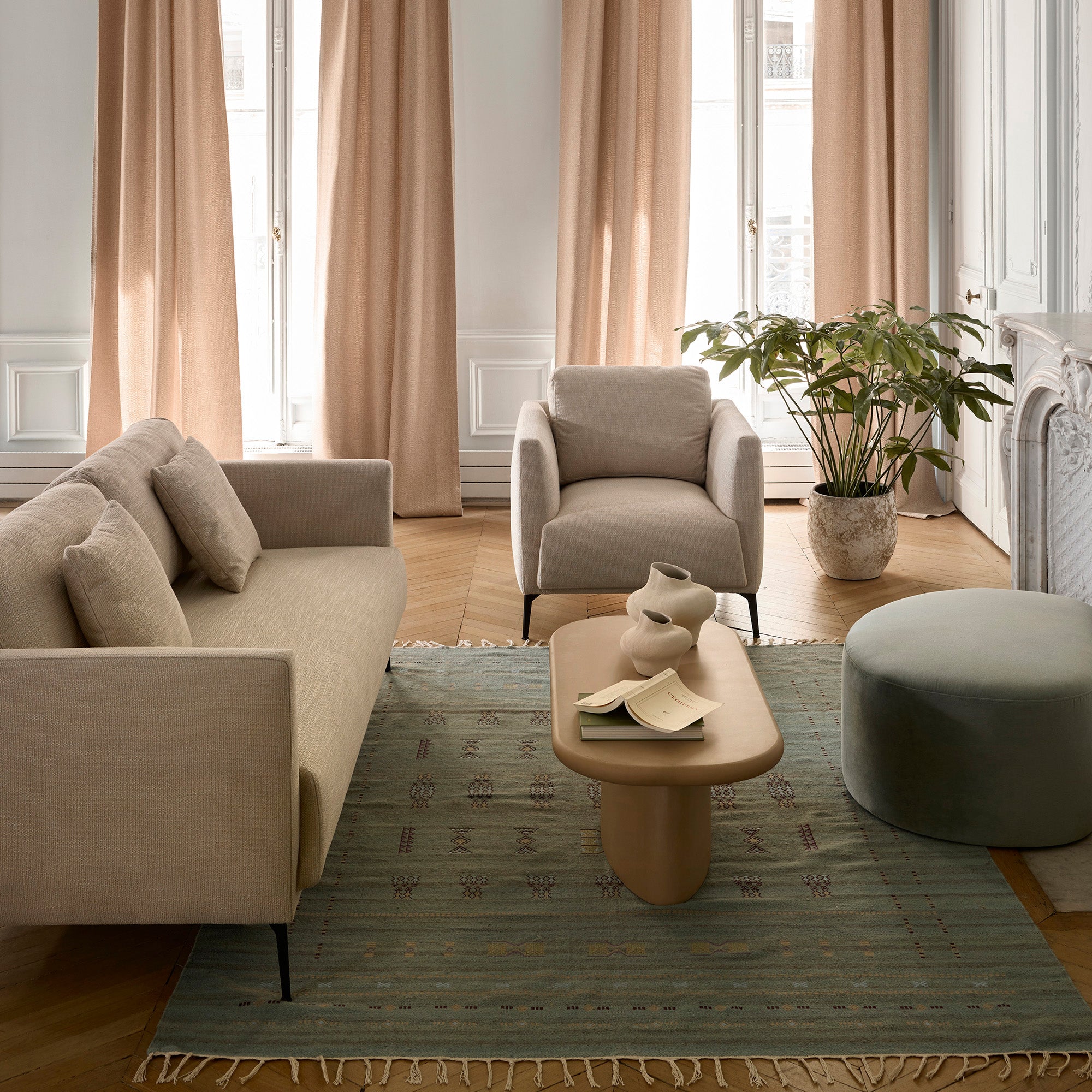 Fauteuil ODELLE natté écru