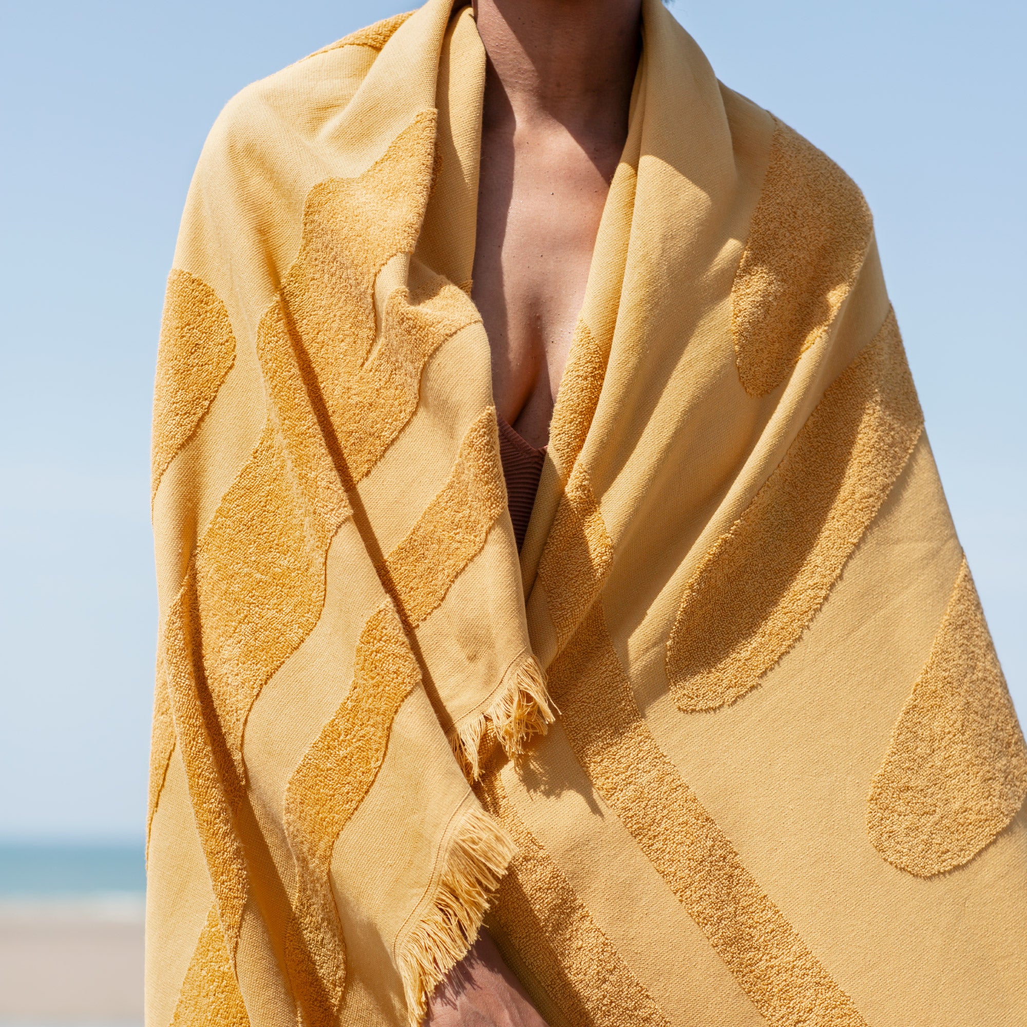 Fouta de plage TROPI jaune ocre