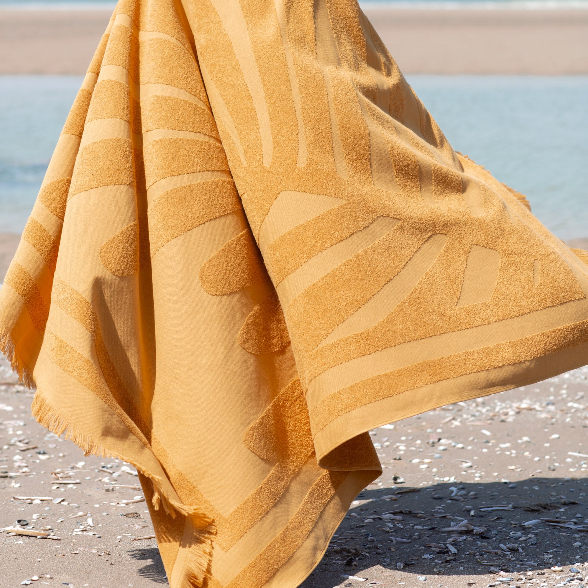 Fouta de plage TROPI jaune ocre