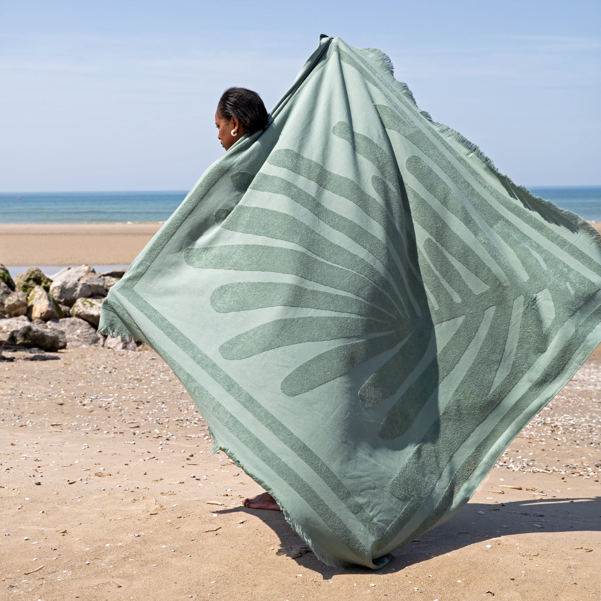Fouta de plage TROPI vert sauge