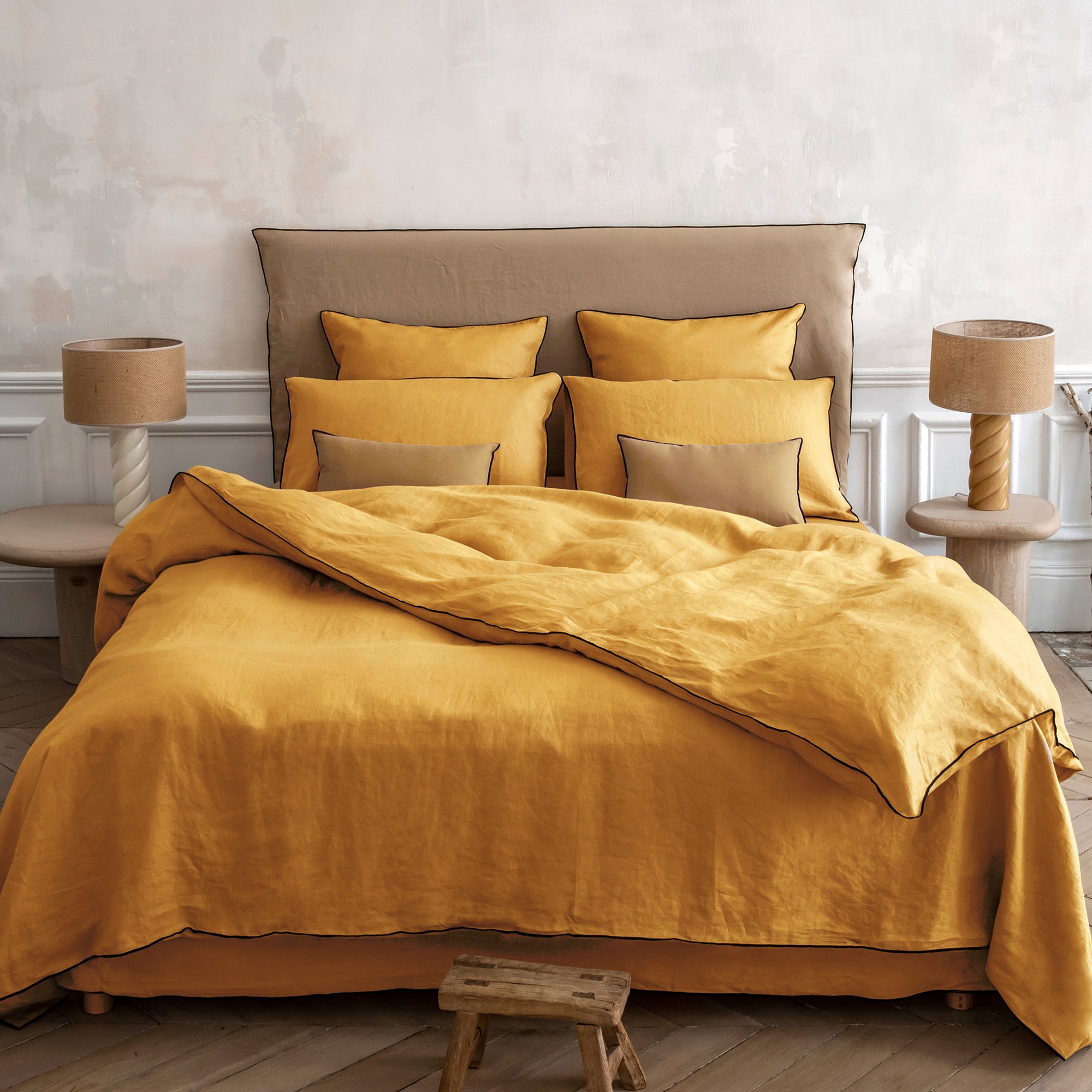 CARLINA ocher and black bumble bee duvet cover