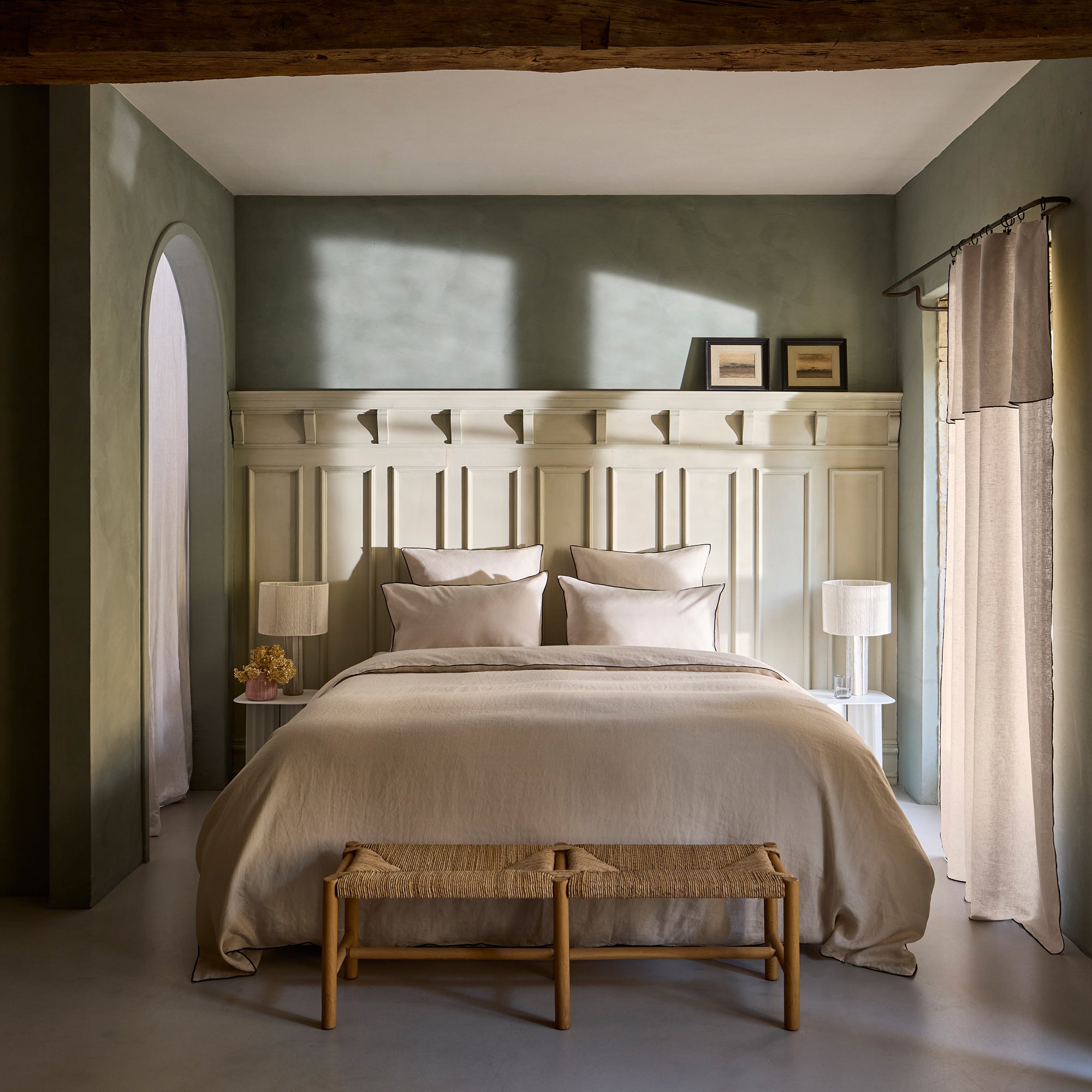 Housse de couette CARLINA calcaire et bourdon noir