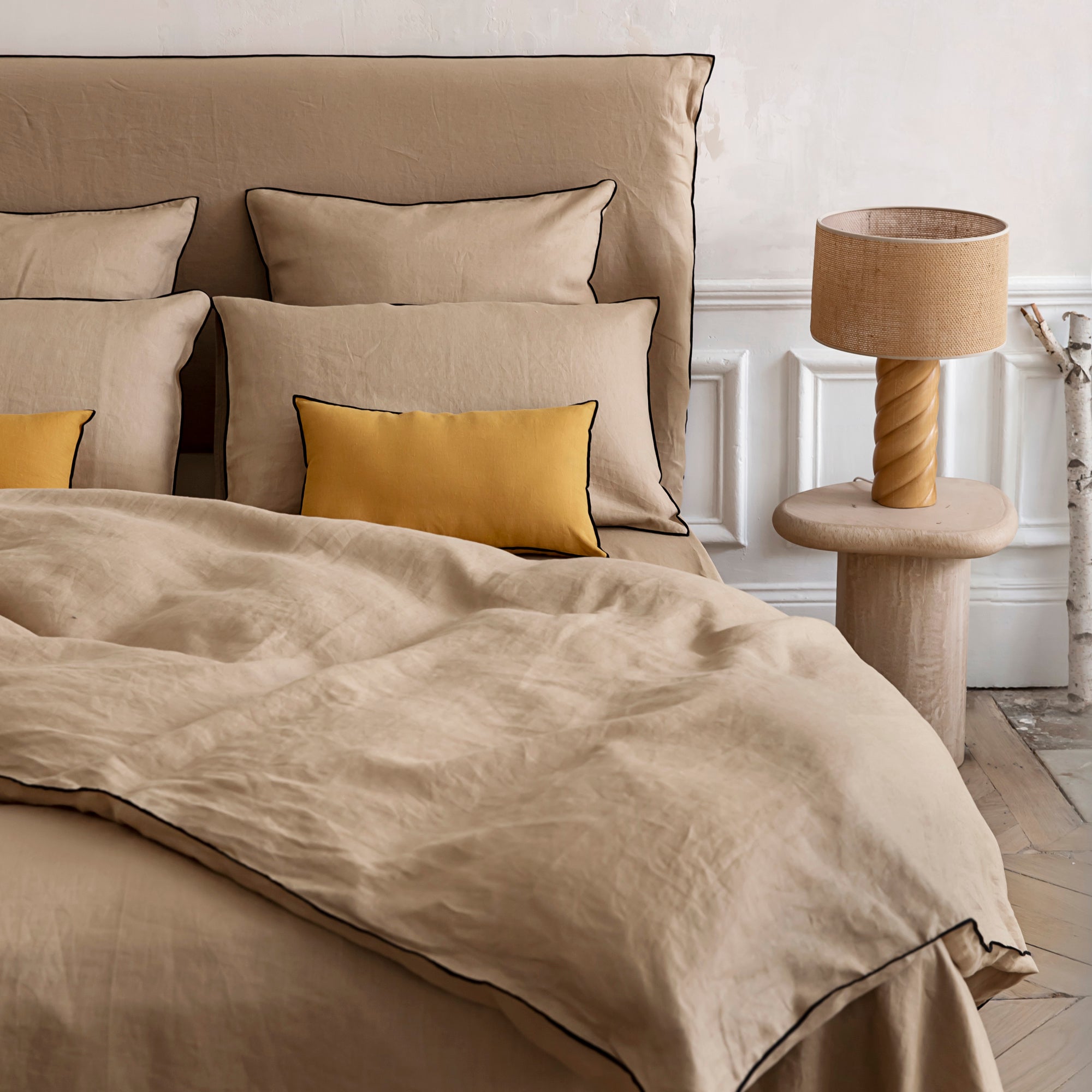 Housse de couette CARLINA sable et bourdon noir