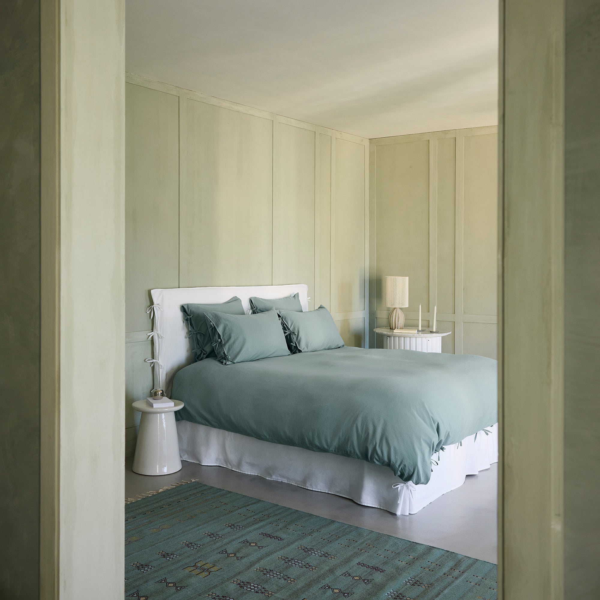 Housse de couette SATHEENE vert eucalyptus