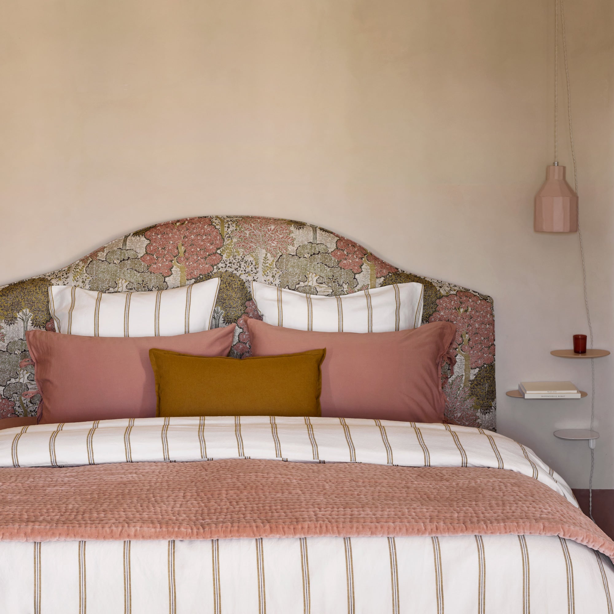 Housse de couette UGOLIN blanc rayé moutarde