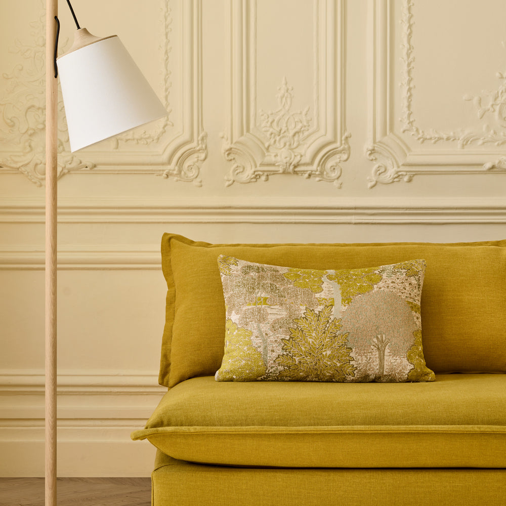 Housse de coussin ALISIA jaune sulfure et naturel