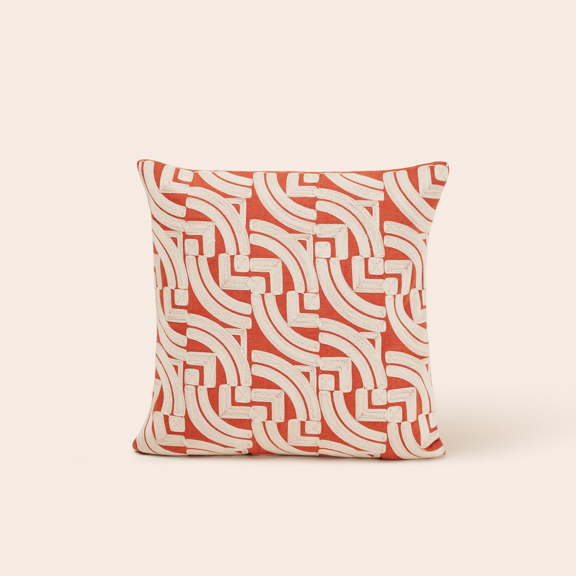 Housse de coussin IAKOBO brique et naturel