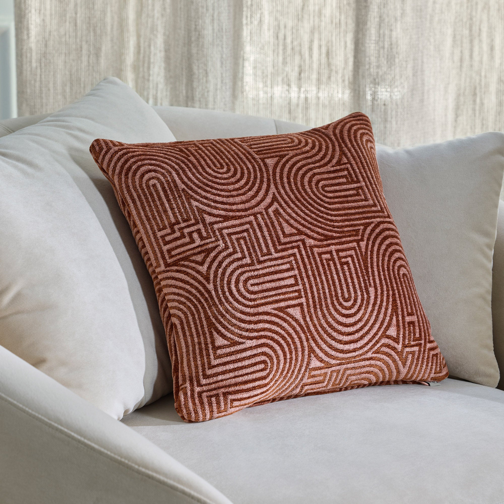 Housse de coussin KLARK rosé et caramel