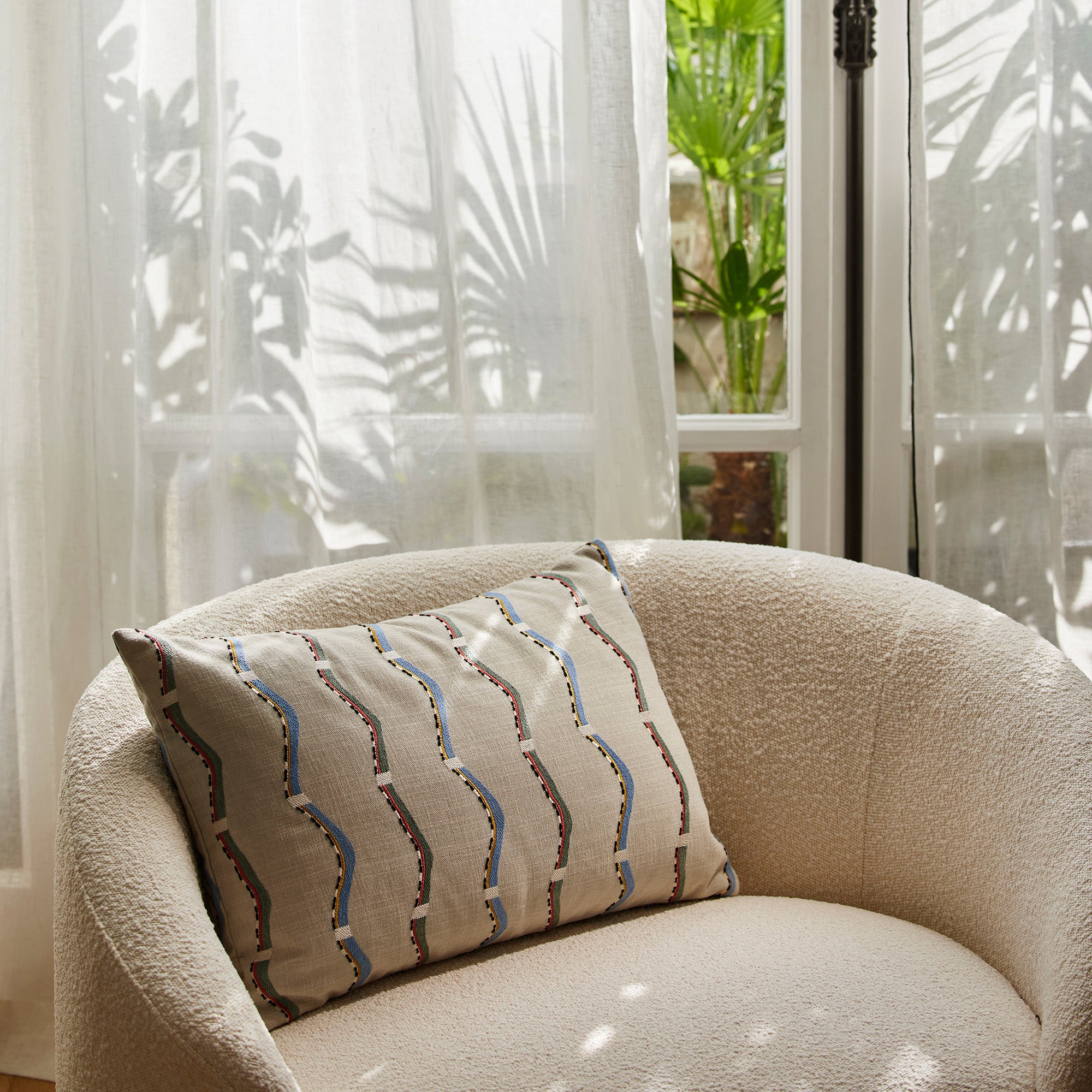 Housse de coussin TIHANI naturel et multicolore