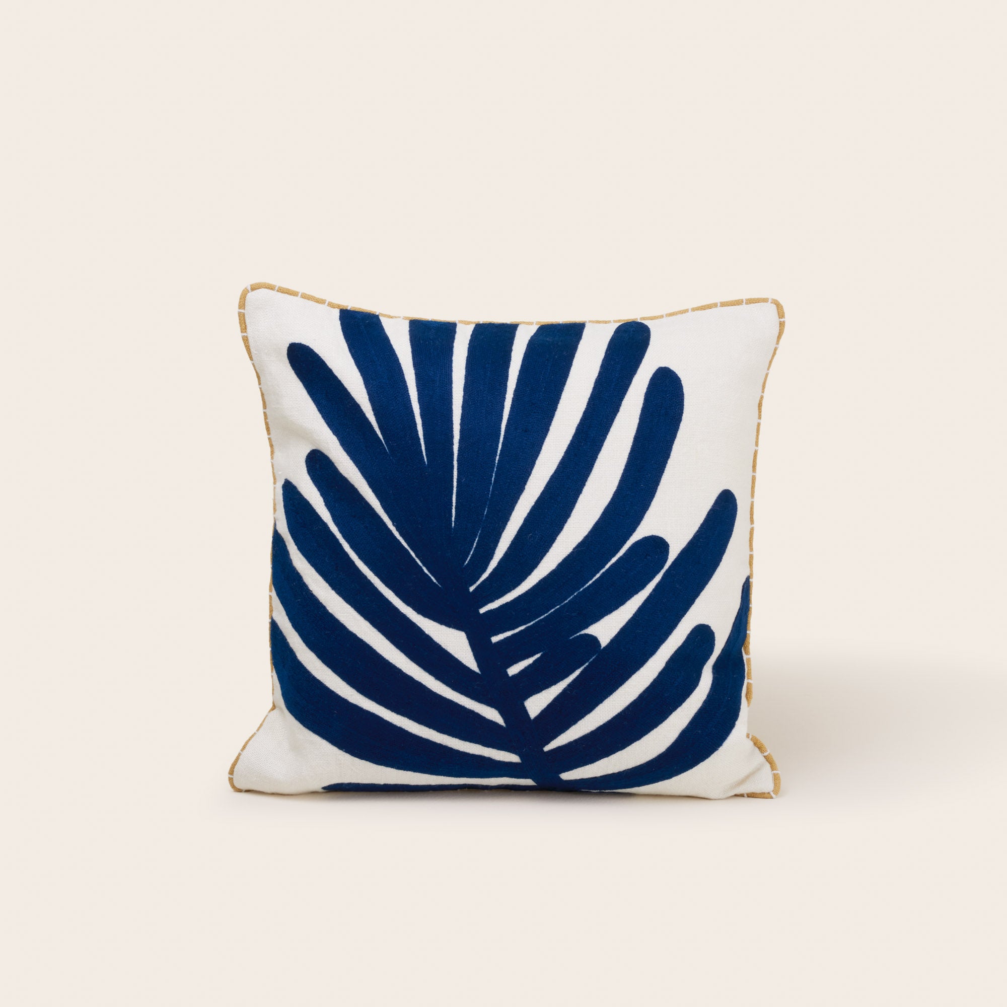 Housse de coussin TROPI ecru et indigo