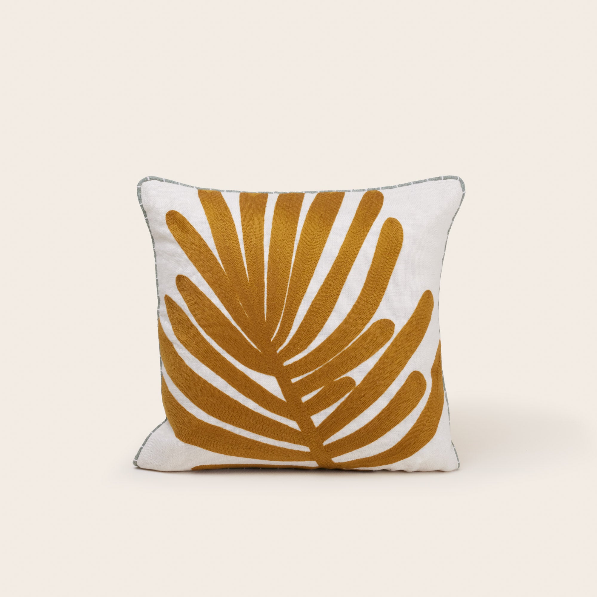 TROPI ecru and mustard cushion cover
