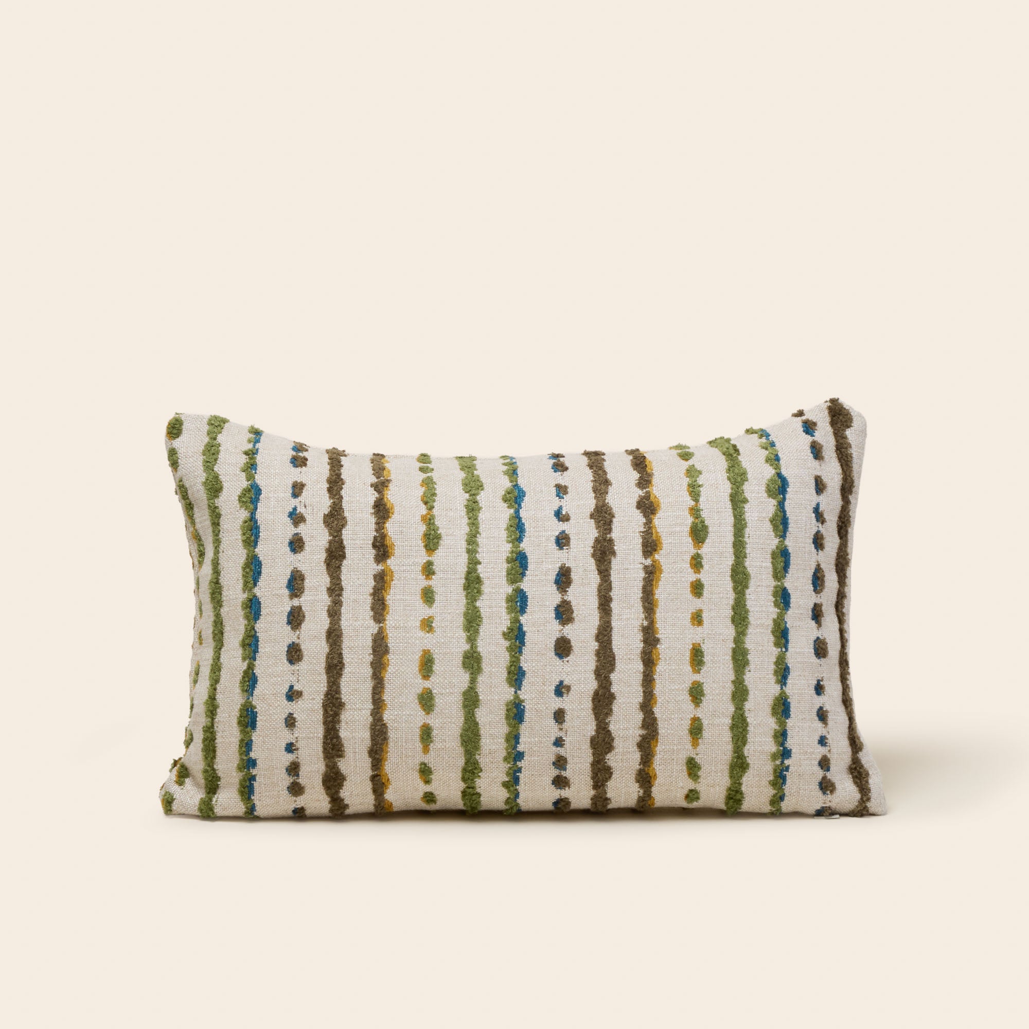 Housse de coussin YAROL naturel et vert bleuté