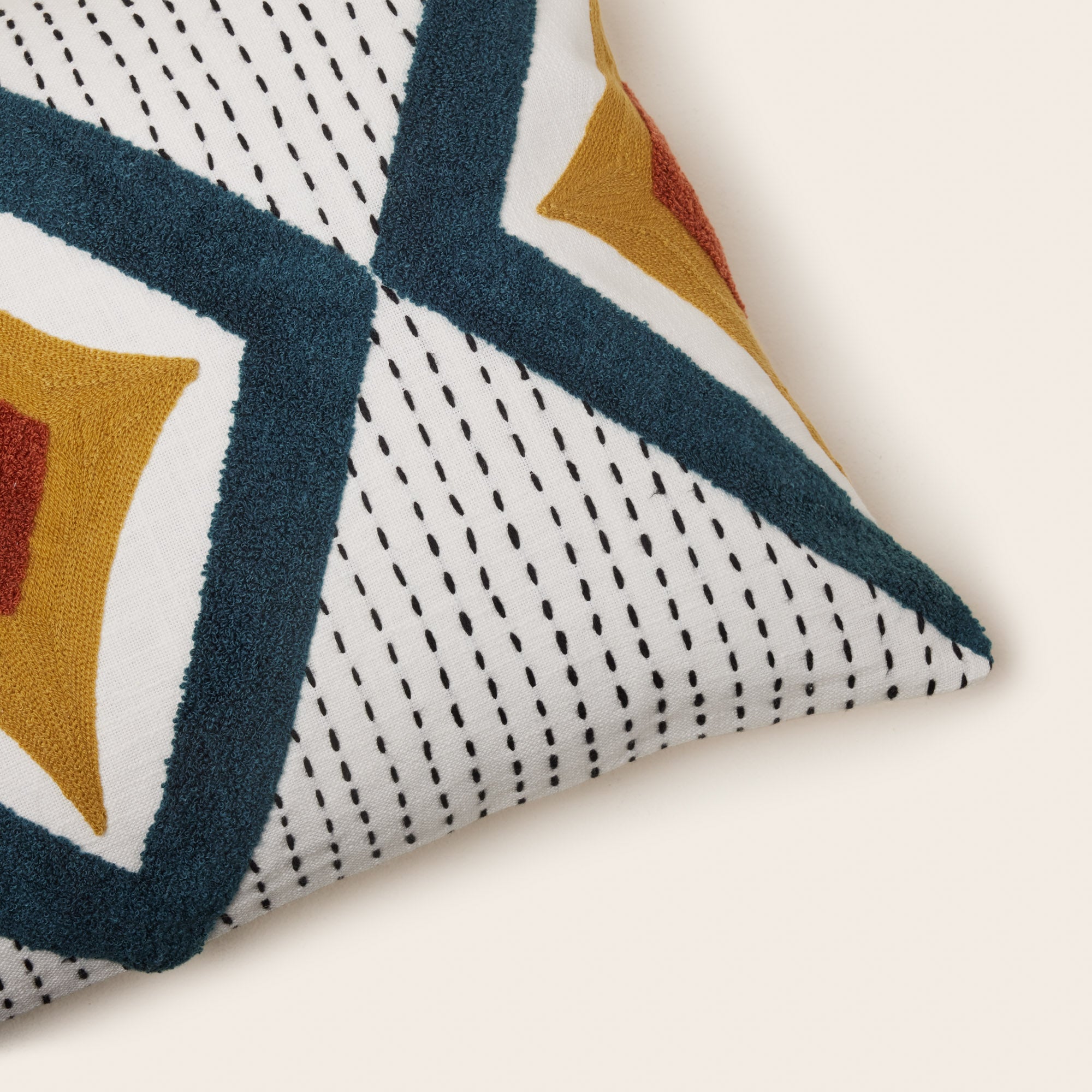 Housse de coussin ZAYI ivoire et pétrole