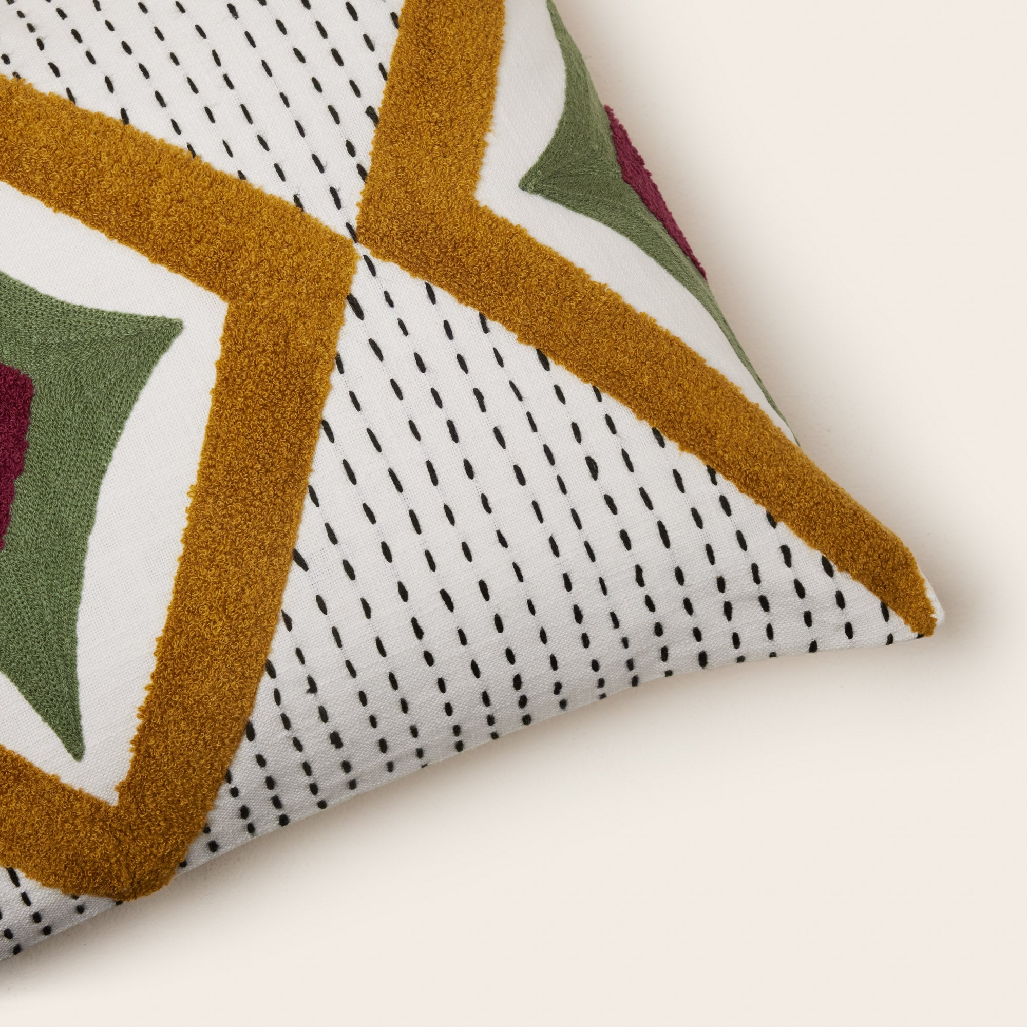 Housse de coussin ZAYI ivoire et moutarde