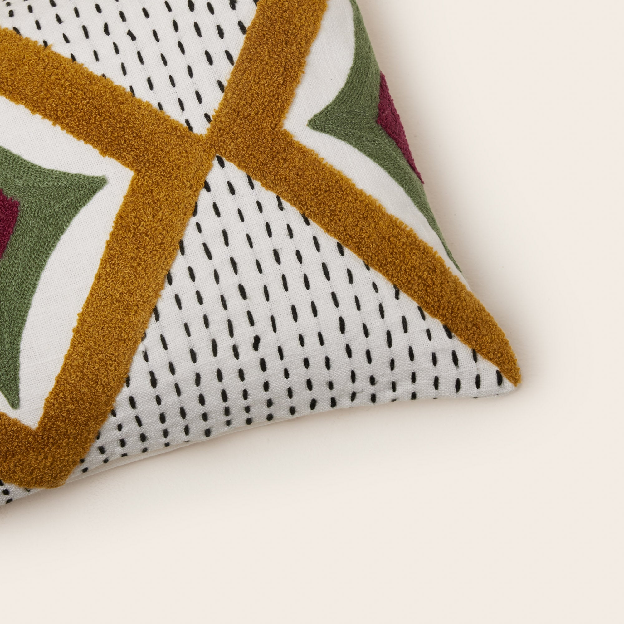 Housse de coussin ZAYI ivoire et moutarde