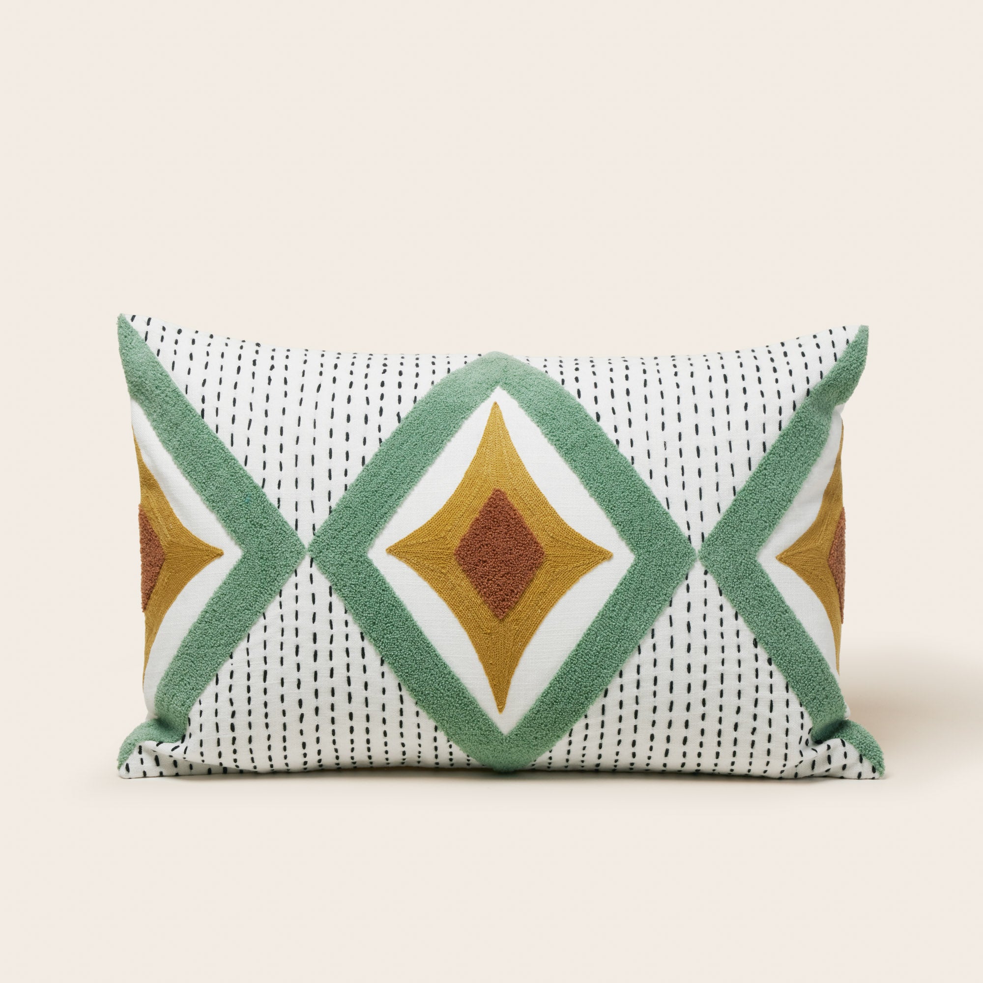 Housse de coussin ZAYI ivoire et vert