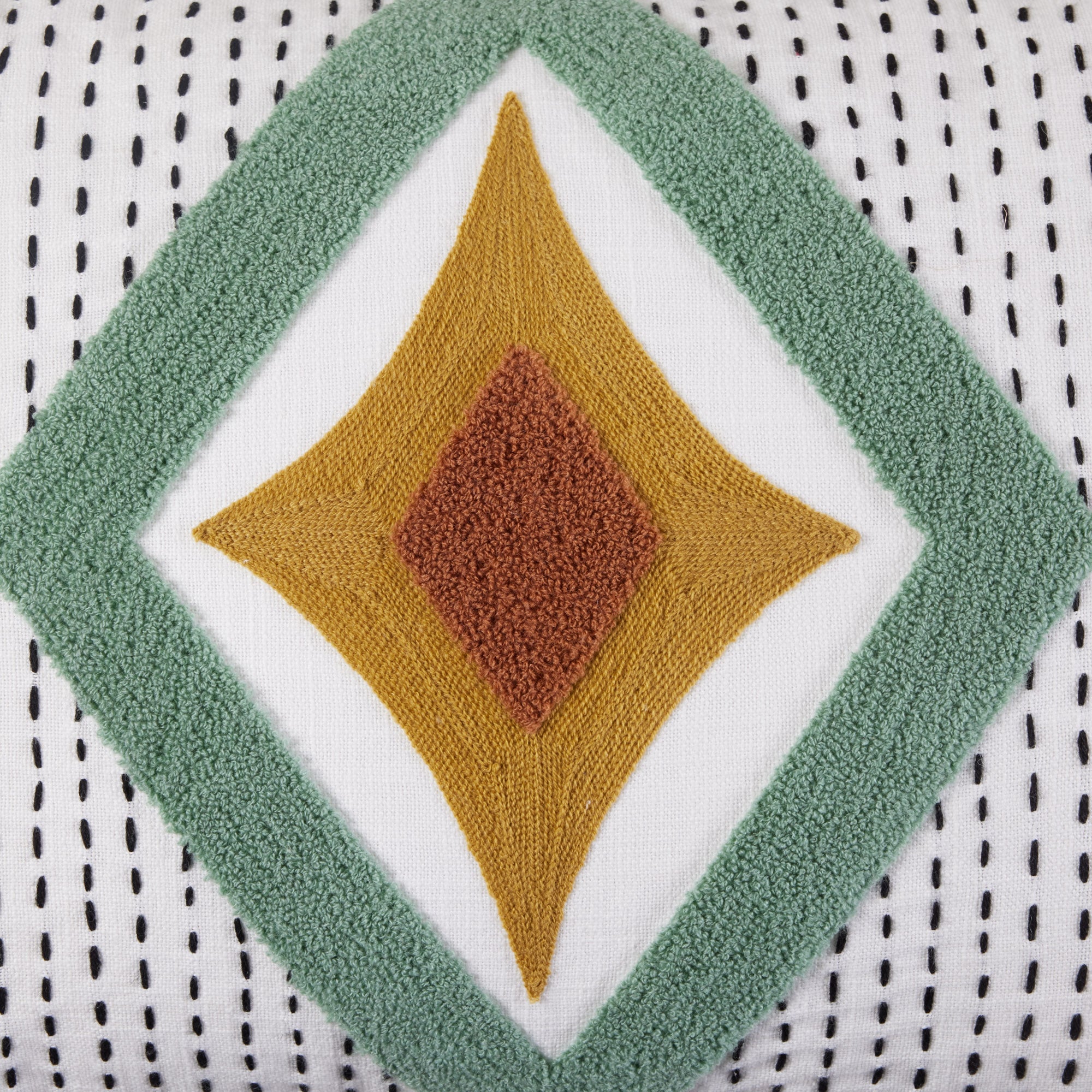 Housse de coussin ZAYI ivoire et vert