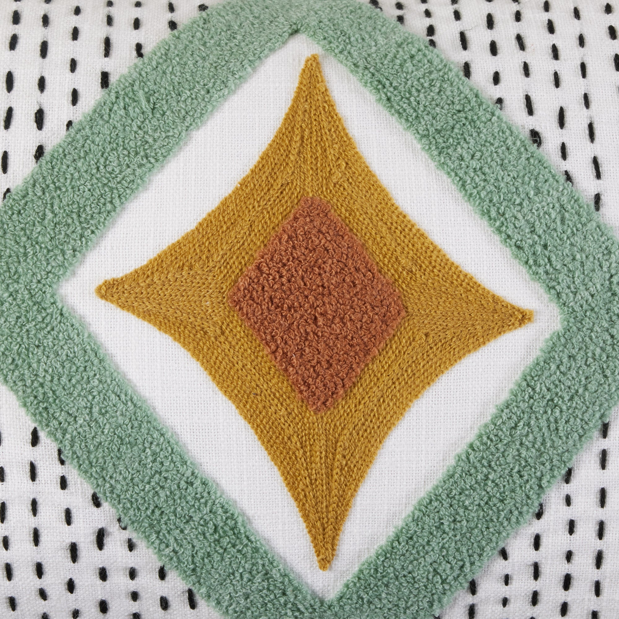 Housse de coussin ZAYI ivoire et vert