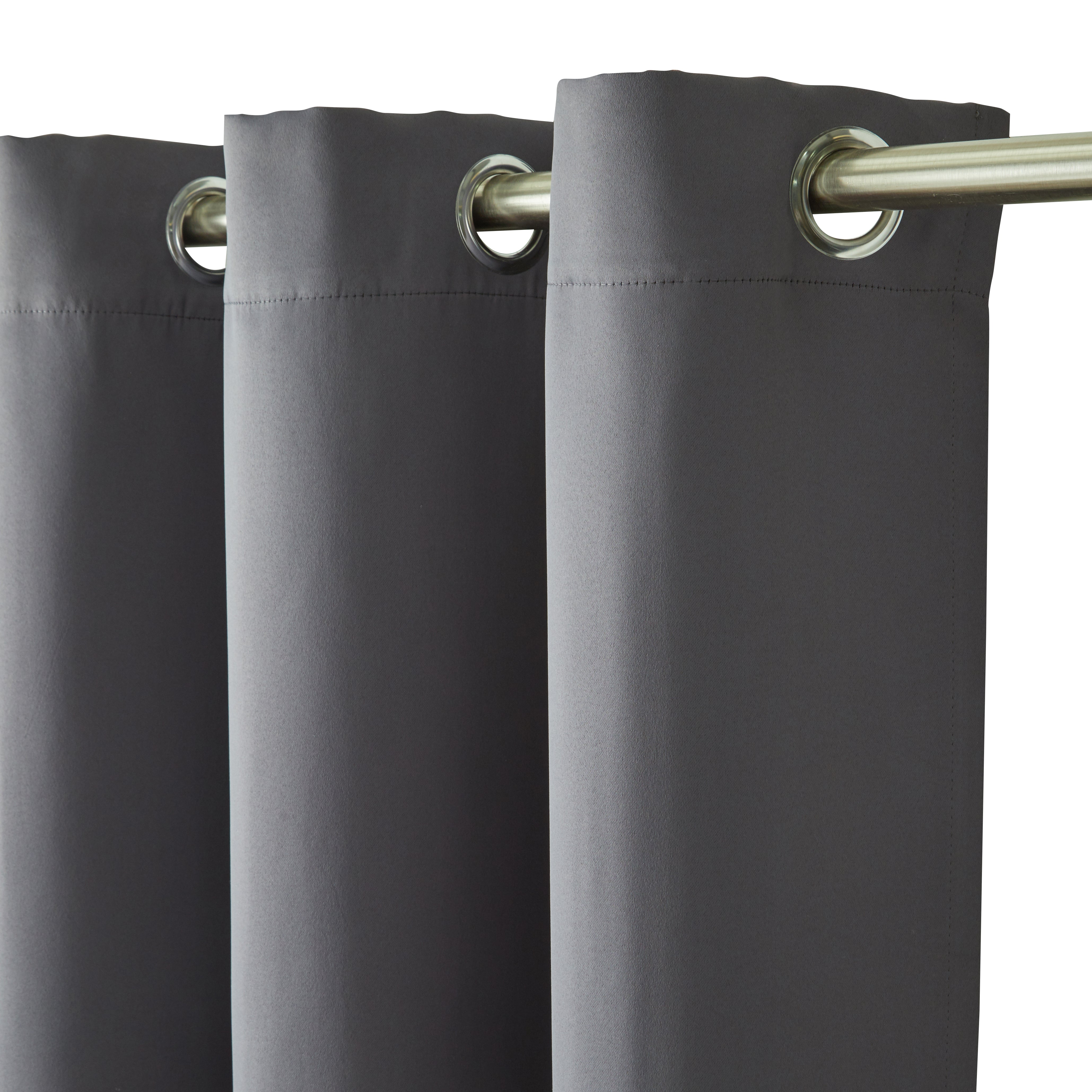 Lot de 2 rideaux occultants à oeillets BLACKOUT gris foncé