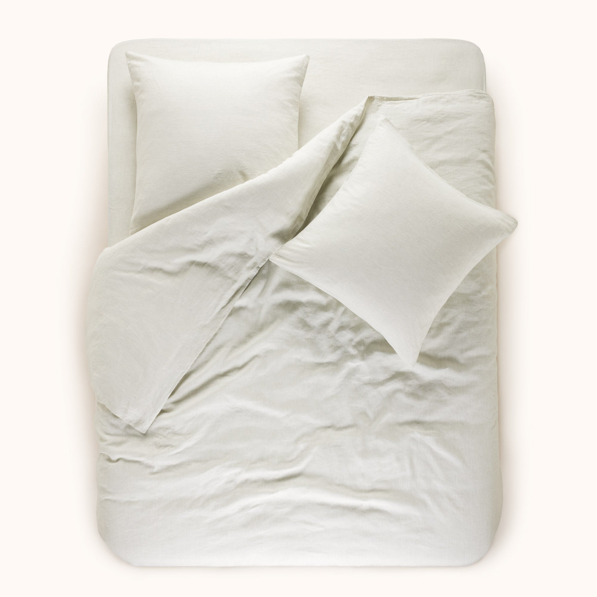 Lot de 2 taies d'oreiller FINEA ivoire et vert de gris