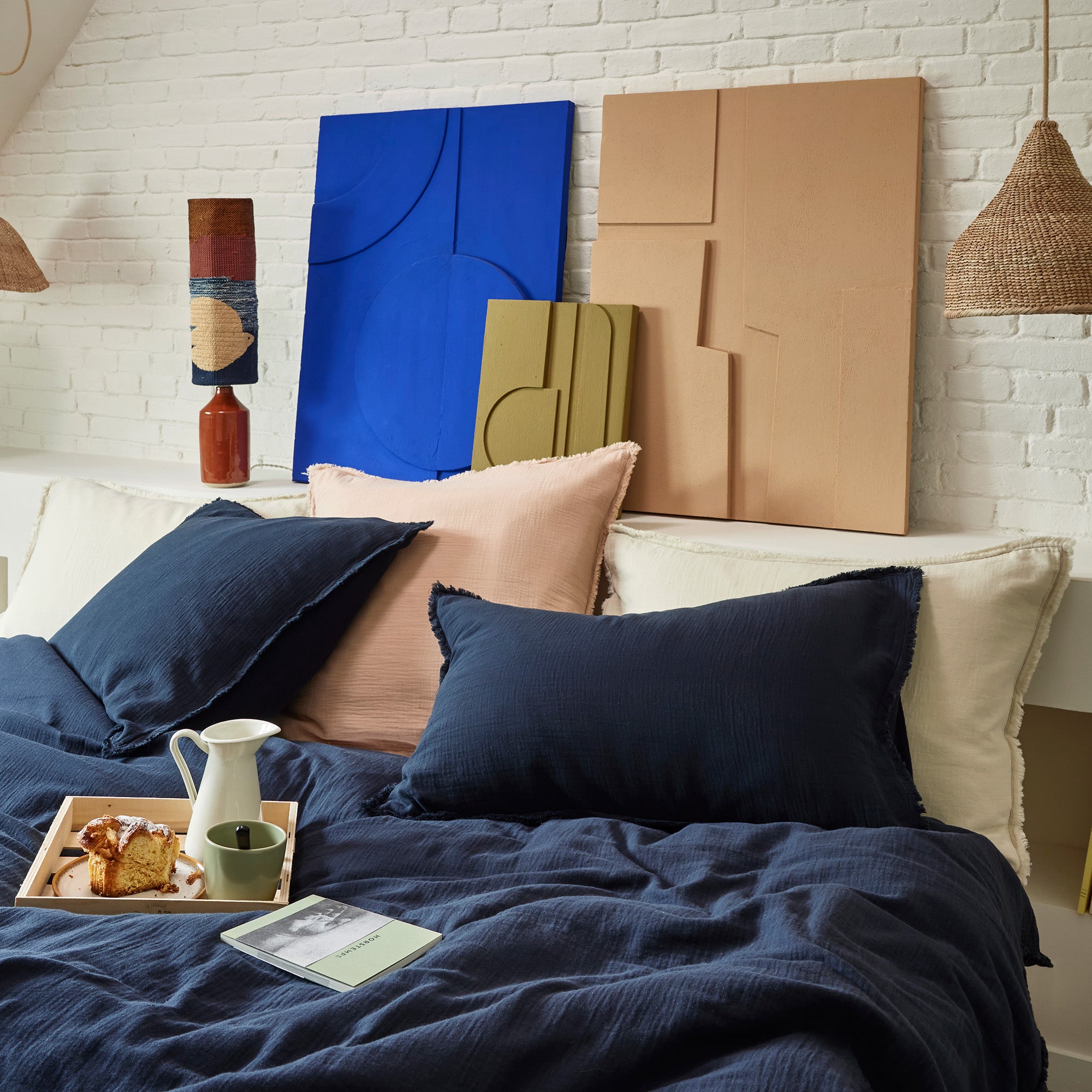 Lot de 2 taies d'oreiller LOU encre bleue